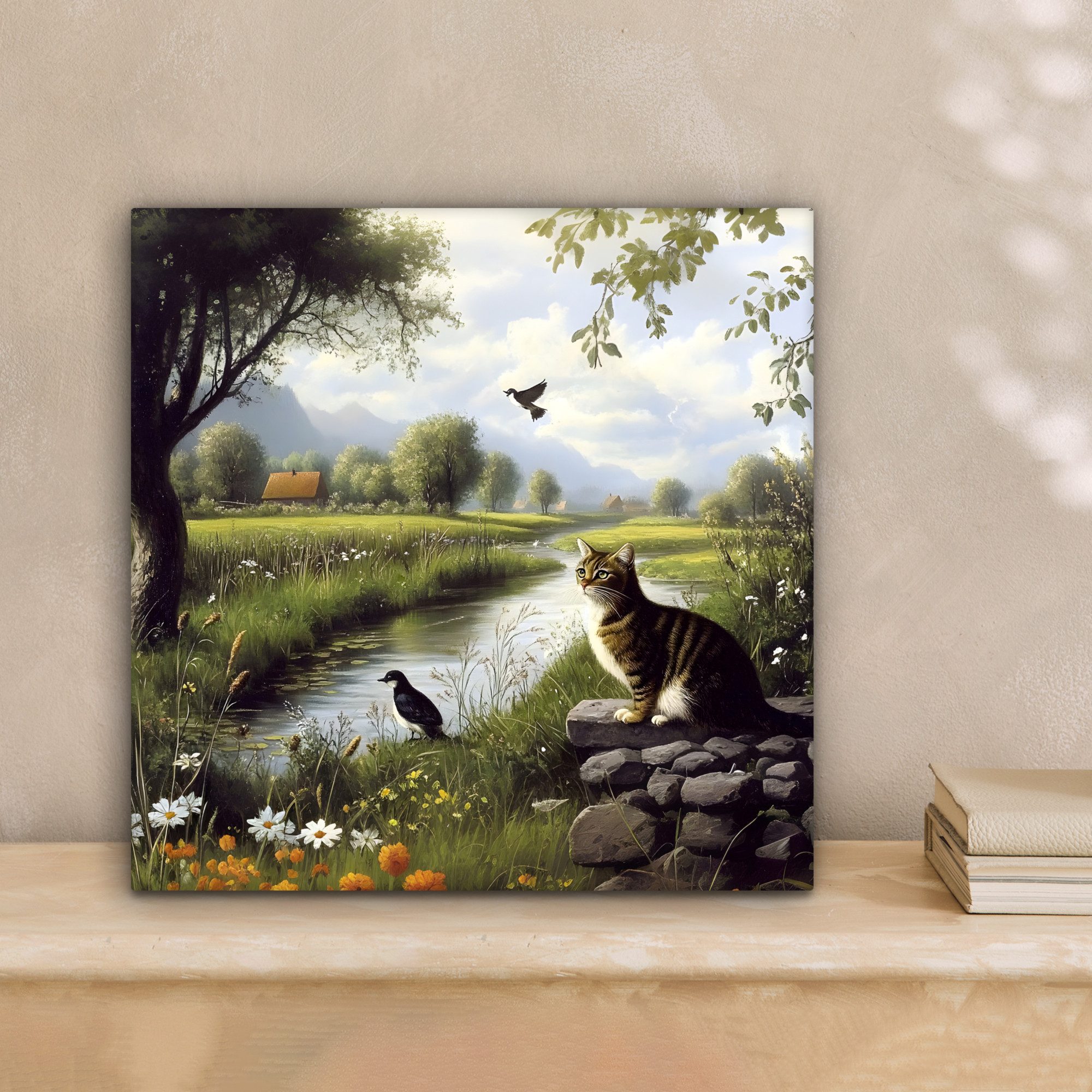 OneMillionCanvasses® Leinwandbild Katze - Bach - günstig online kaufen
