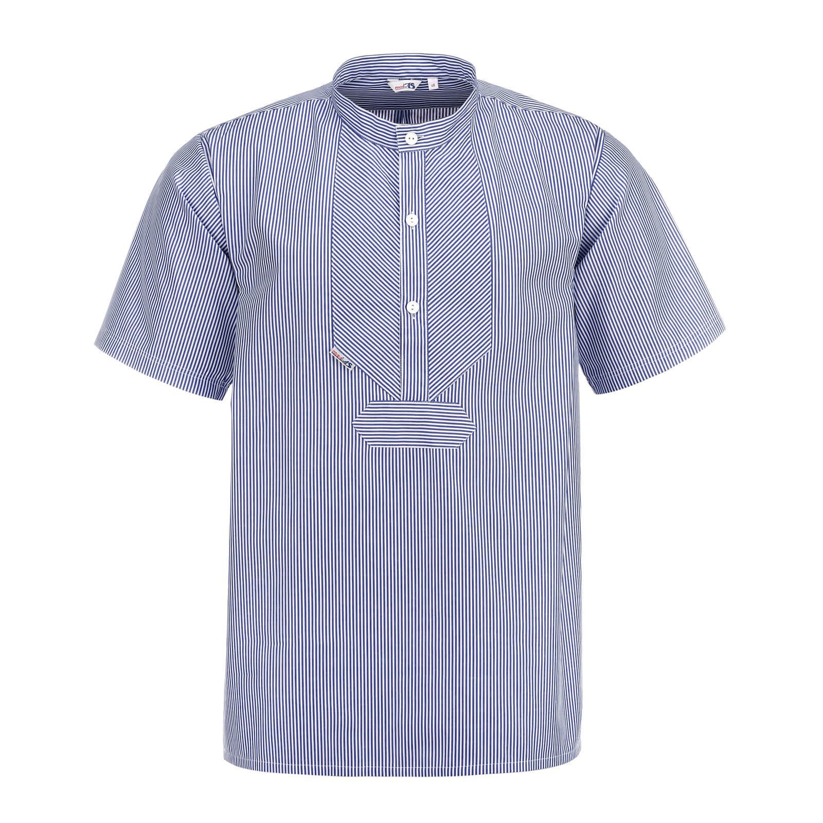 modAS Streifenhemd 10006 Unisex Fischerhemd Sommer mit Stehkragen - Hemd im Finkenwerder-Stil