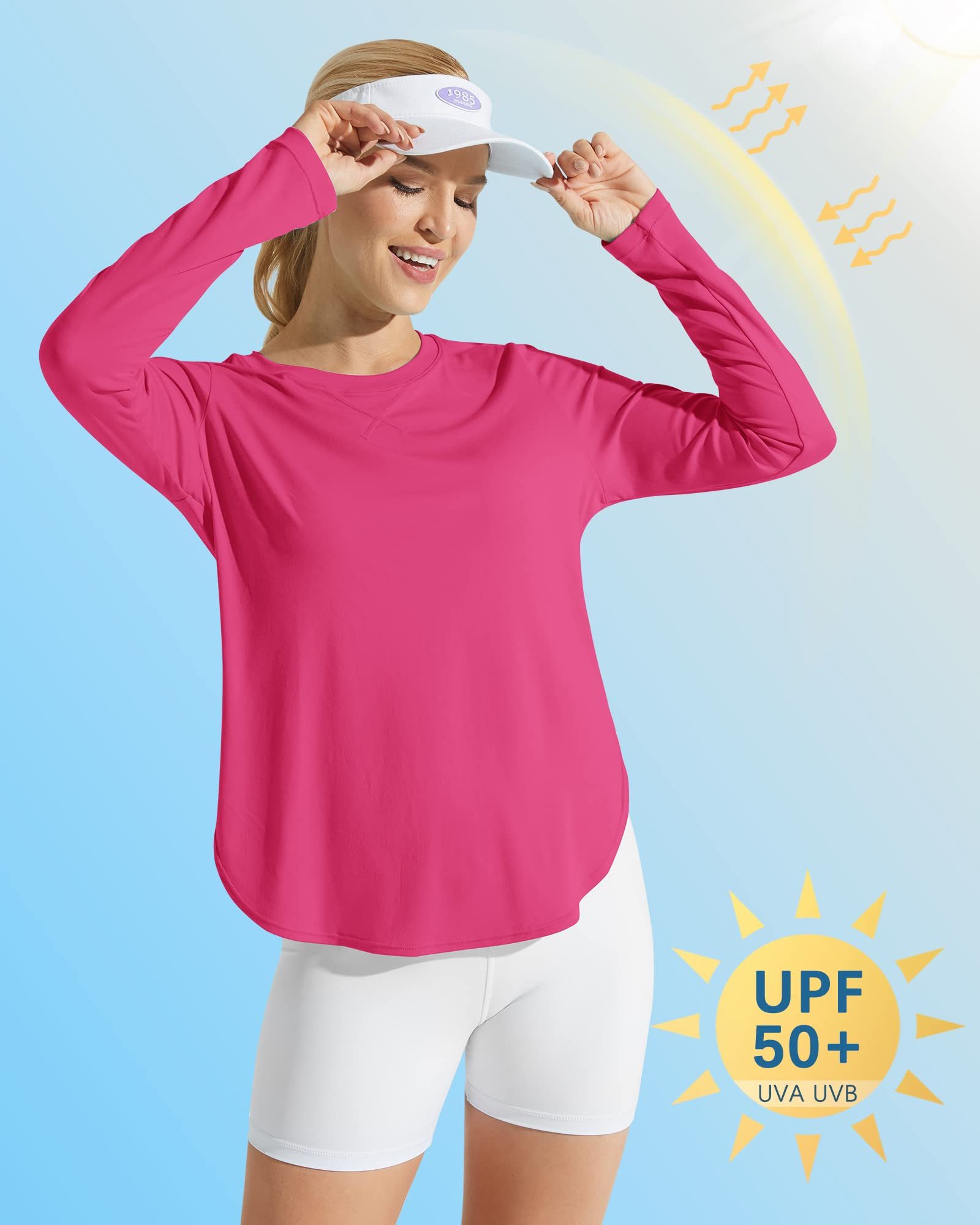 G4Free Langarmshirt Damen Langarmshirt UPF 50+ Atmungsaktiv Trainingsshirt UPF 50+ UV-Schutz,Schnelltrocknend,Atmungsaktiv, Hohe Seitenschlitze