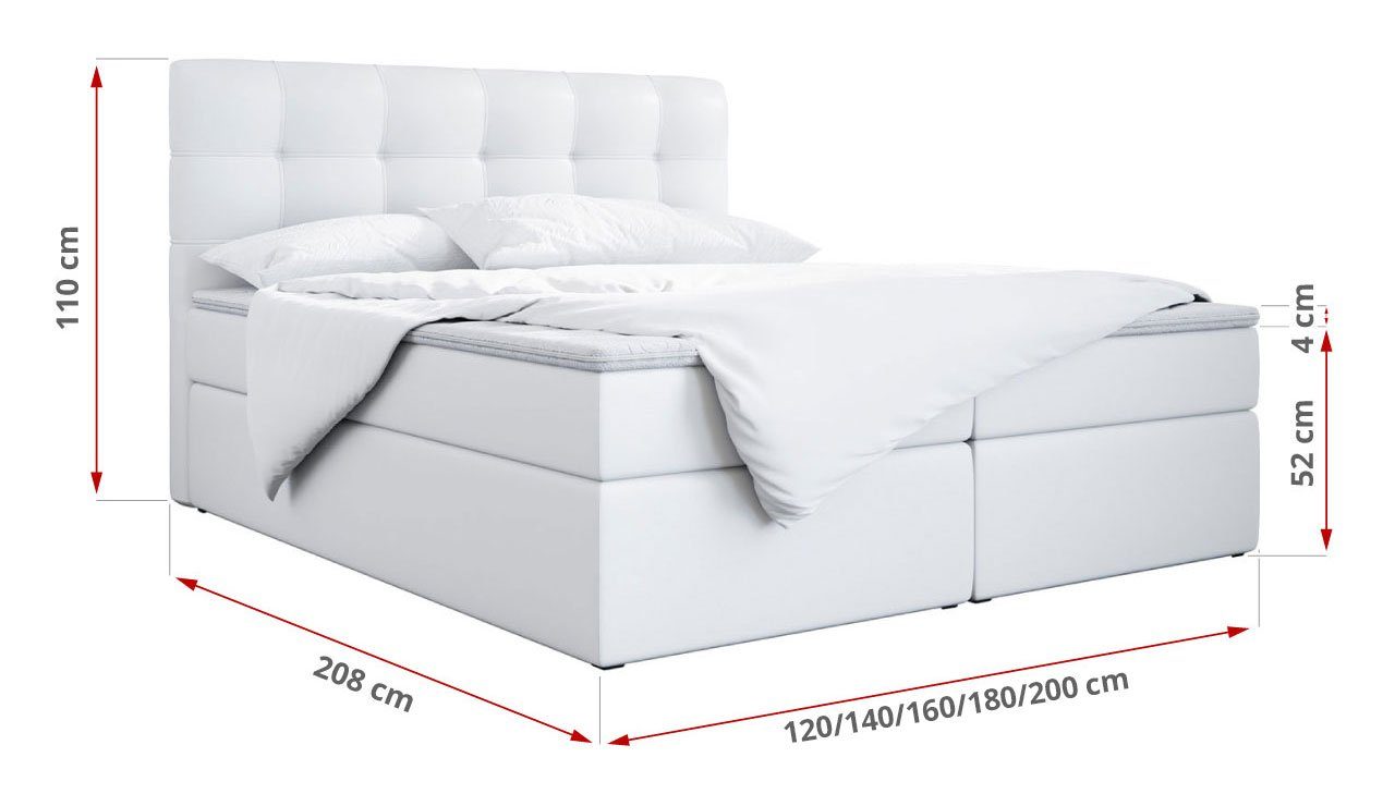 Topper mit TOP Doppelbett und 1, Multipocket-Matratze MÖBEL Bettkasten, Boxspringbett MKS mit