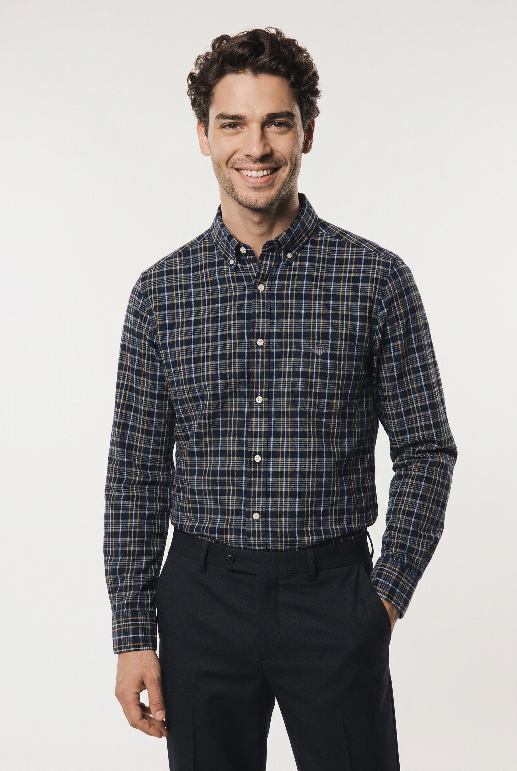 Gant Langarmhemd REGULAR ARCHIVE POPLIN INDIGO CHECK Regular fit mit Karomuster