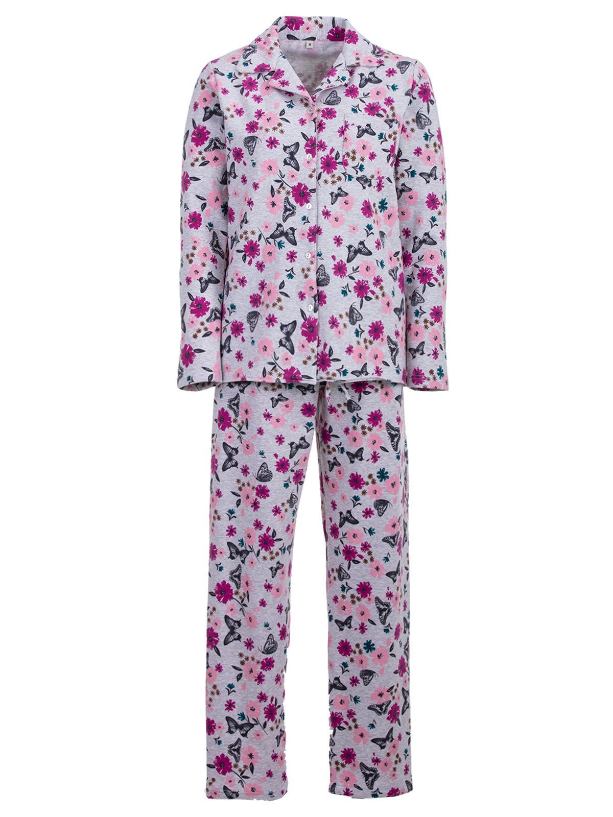 zeitlos Schlafanzug Pyjama Set Thermo - Butterfly Knopfleiste günstig online kaufen