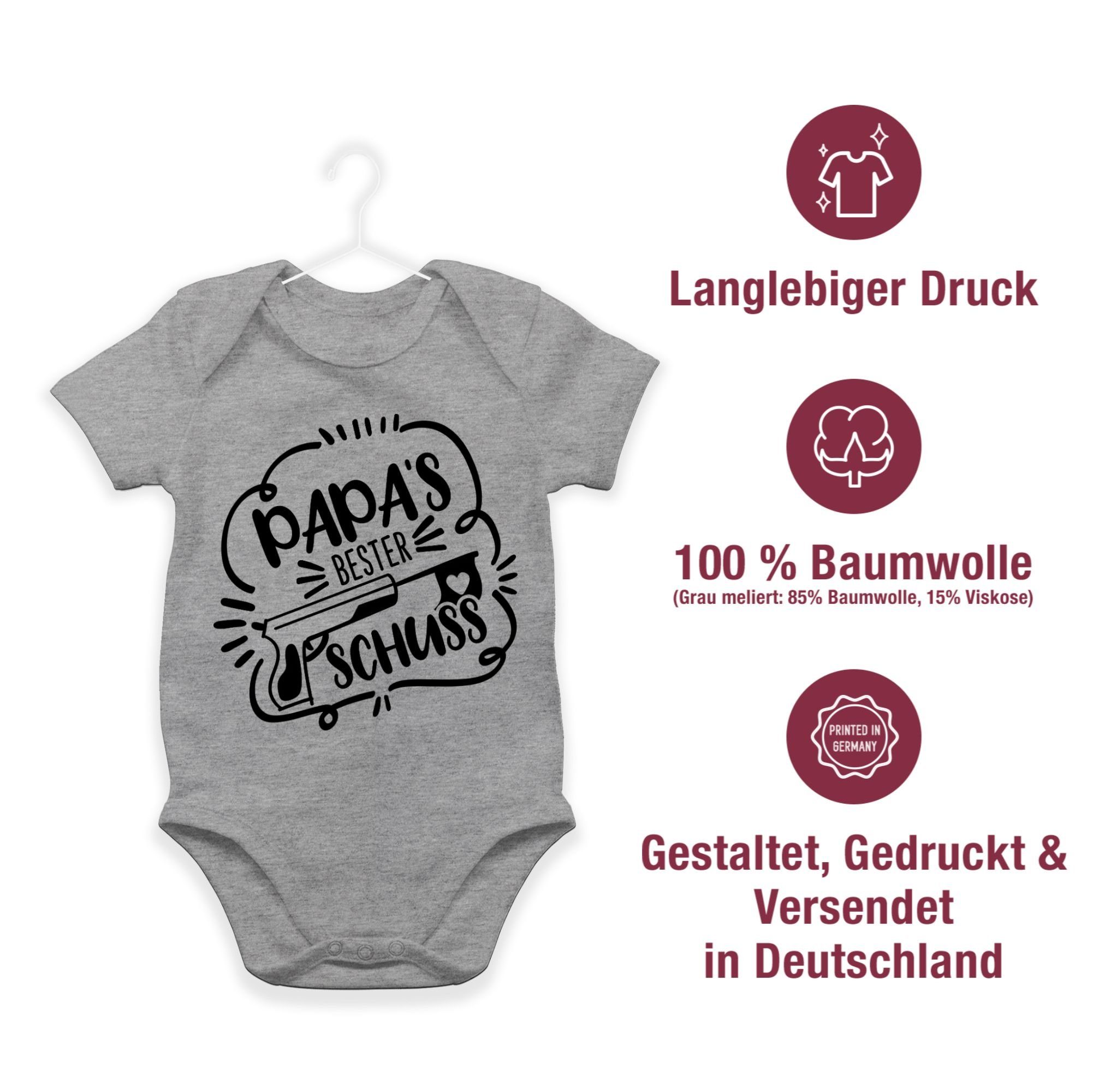 Shirtracer Shirtbody Papas Geschenk Baby Treffer 1 Comic meliert Grau bester Vatertag schwarz