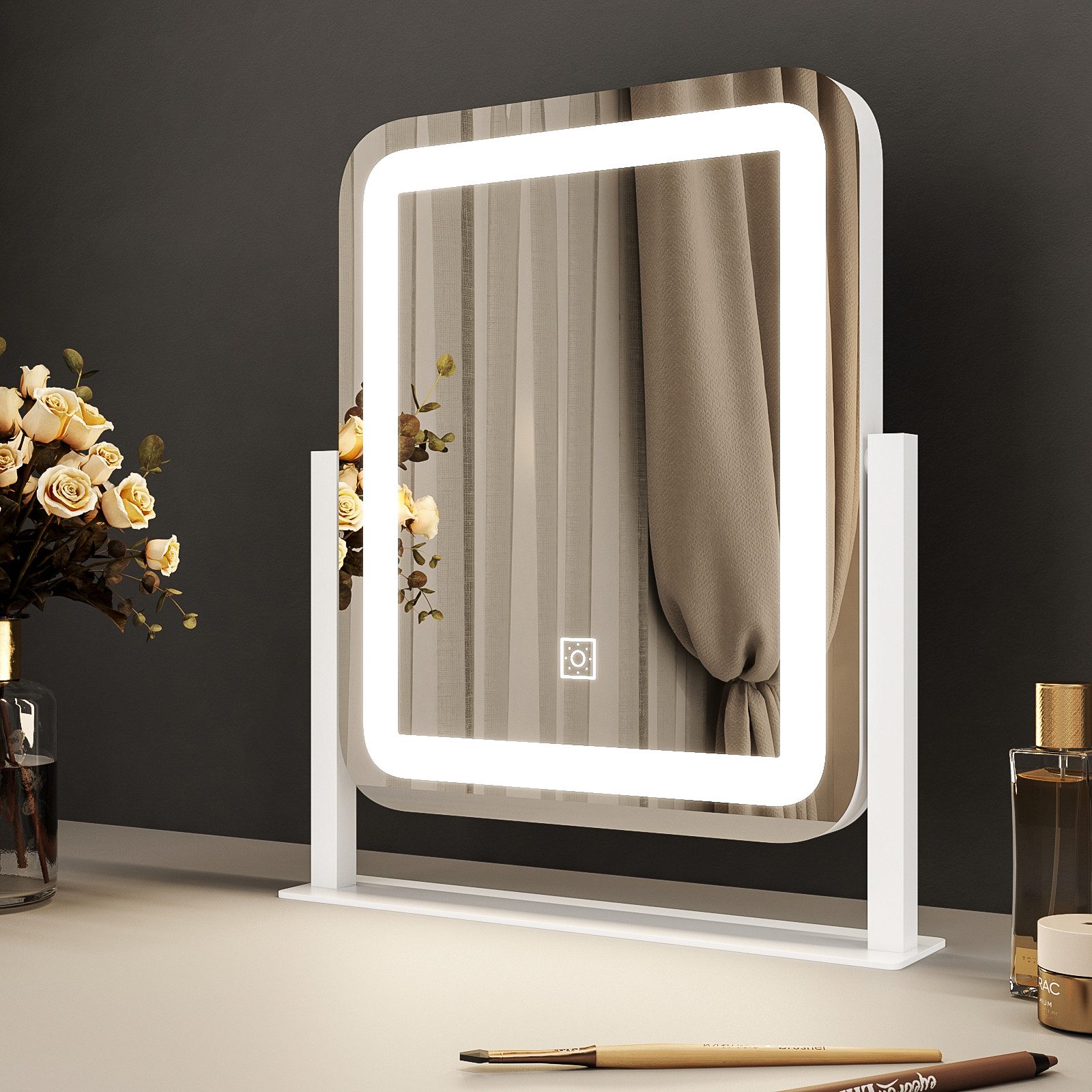 WDWRITTI Kosmetikspiegel LED Schminkspiegel 3Lichtfarben Helligkeit dimmbar günstig online kaufen