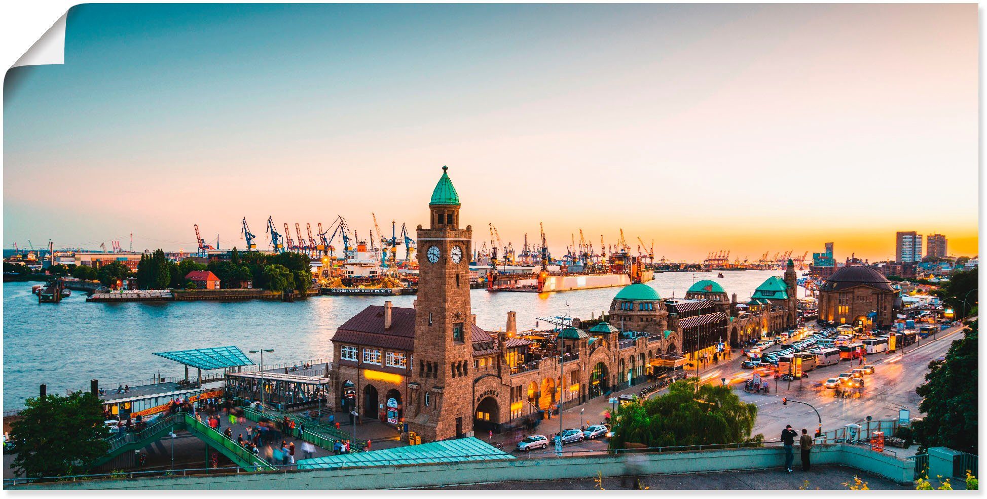 Alubild, Hafen Leinwandbild, Artland Größen Deutschland in Poster Wandbild (1 versch. und Wandaufkleber Landungsbrücken, Hamburg St), oder als