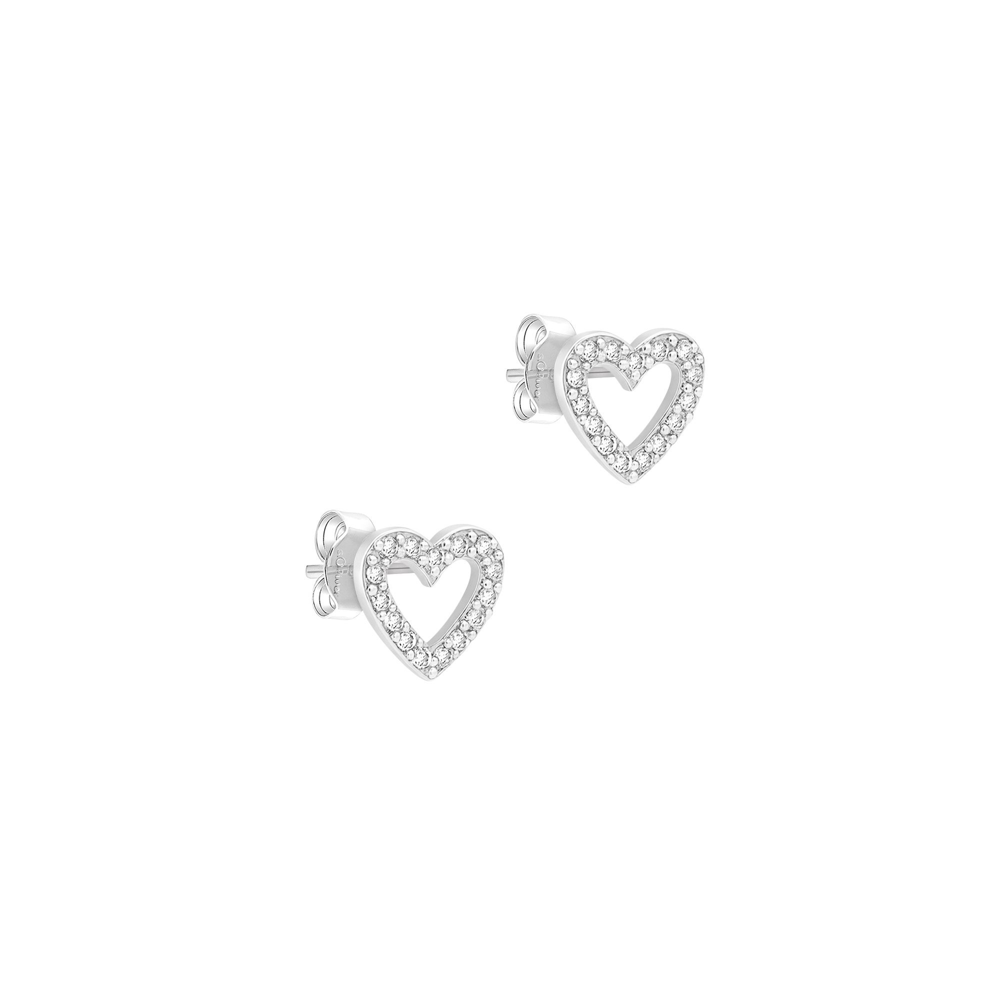 s.Oliver Paar Ohrstecker Open Heart, Herz, mit Zirkonia (synth)