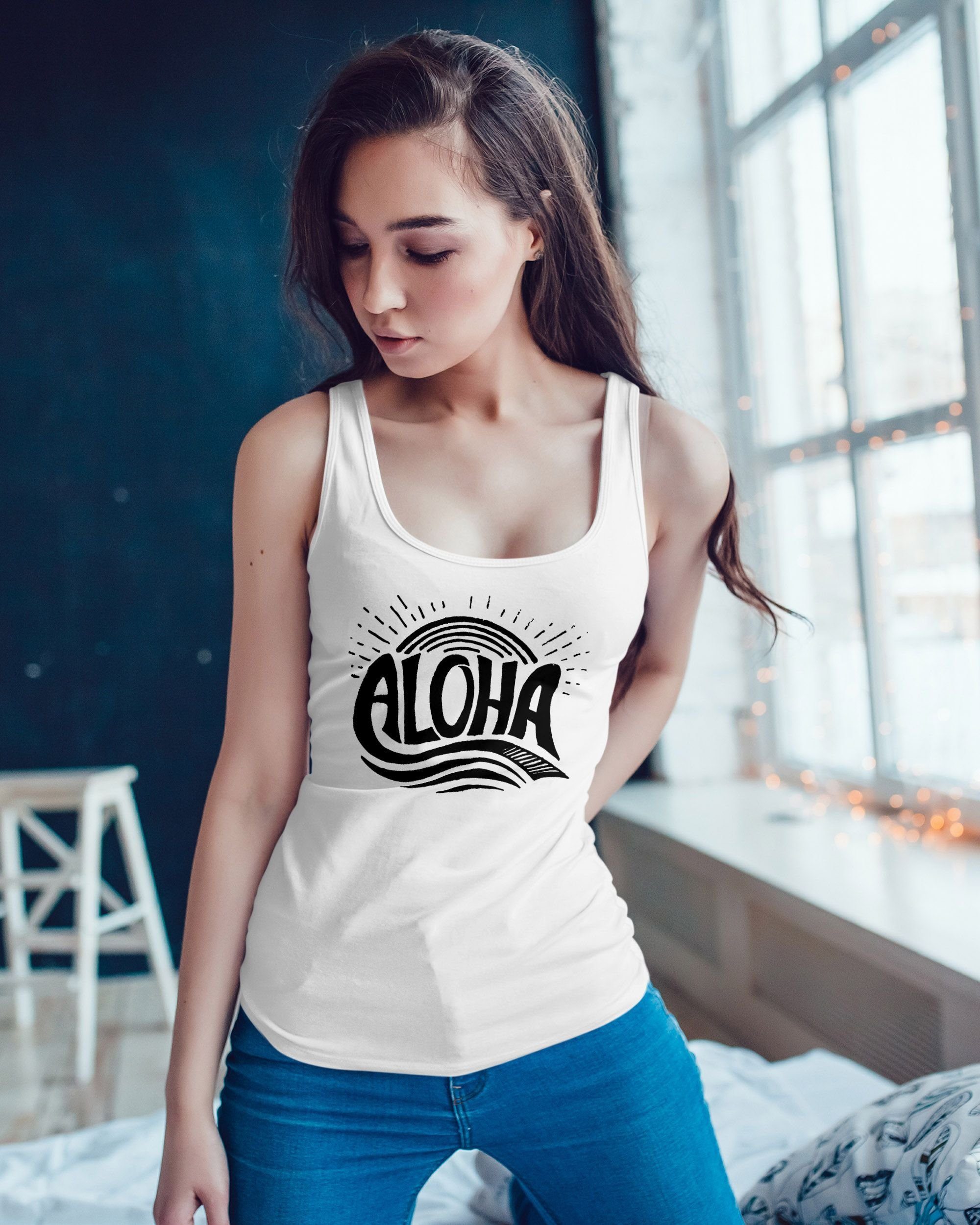 Neverless Tanktop Damen Tank-Top Aloha Wellen günstig online kaufen