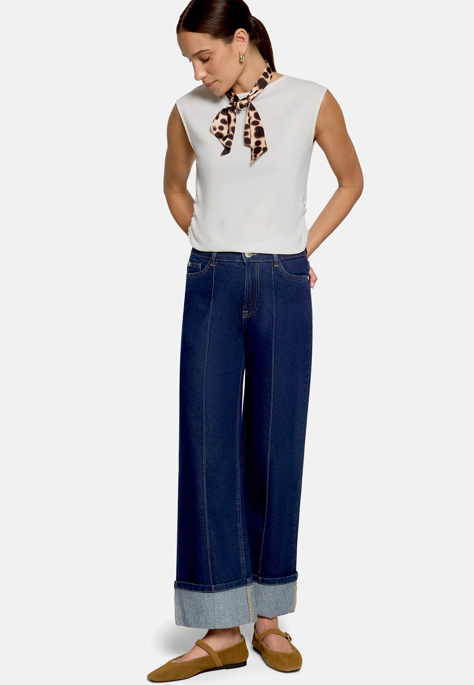 Zero Weite Jeans Damen Look-Jeans mit Biesen Style Witney