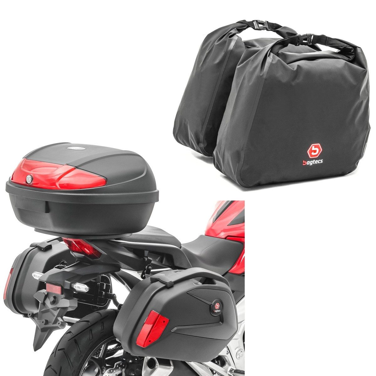 Bagtecs Schraube Koffer Set + Topcase passend für Honda CB 500 F / X SK22 + Seitenkoffe