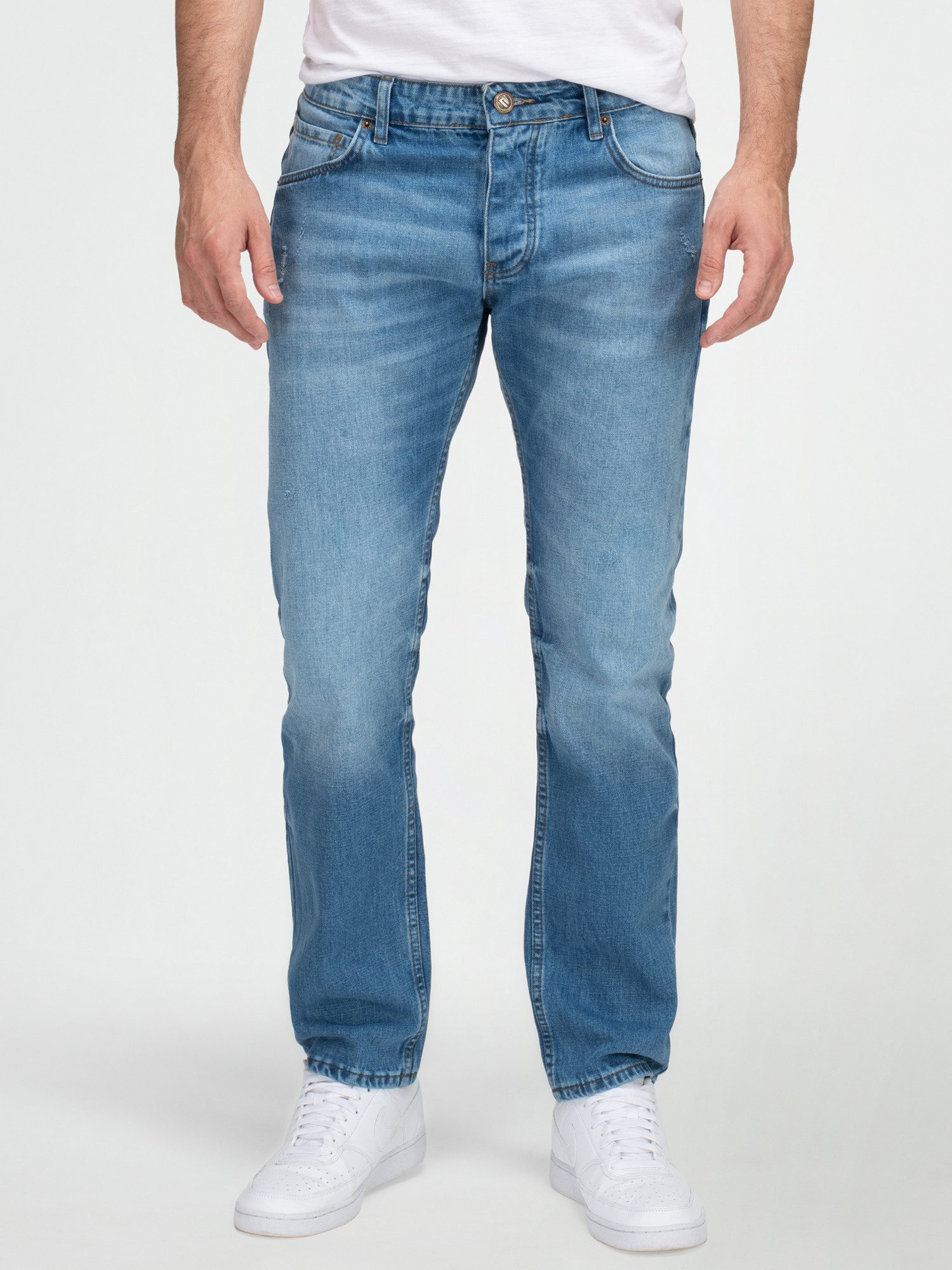 Straight-Jeans Herren Jeans Hose Blau Stonewashed LL-4011