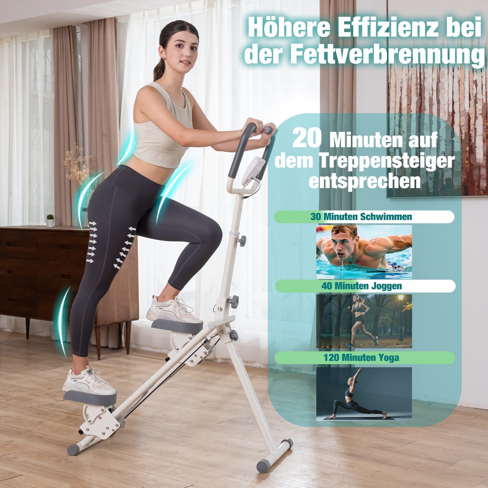 CITYSPORTS Stepper Stair Stepper Zusammenklappbarer, Stairmaster für Zuhause, Vertical Climber Treppenmeister mit Verstellbare Lenker