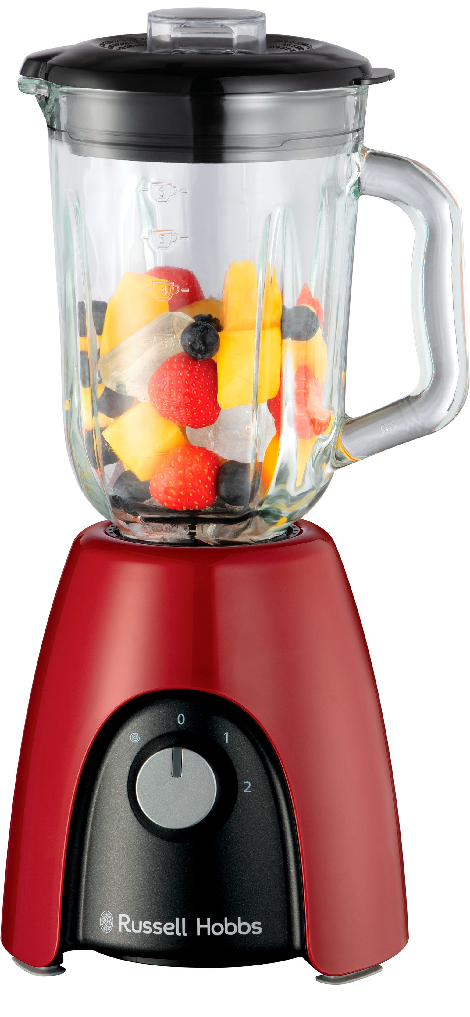 RUSSELL HOBBS Standmixer Desire 27120-56, 850 Watt, 650 W, Glas, rot,2 Geschwindigkeitsstufen, 1,5 Liter Fassungsvermögen