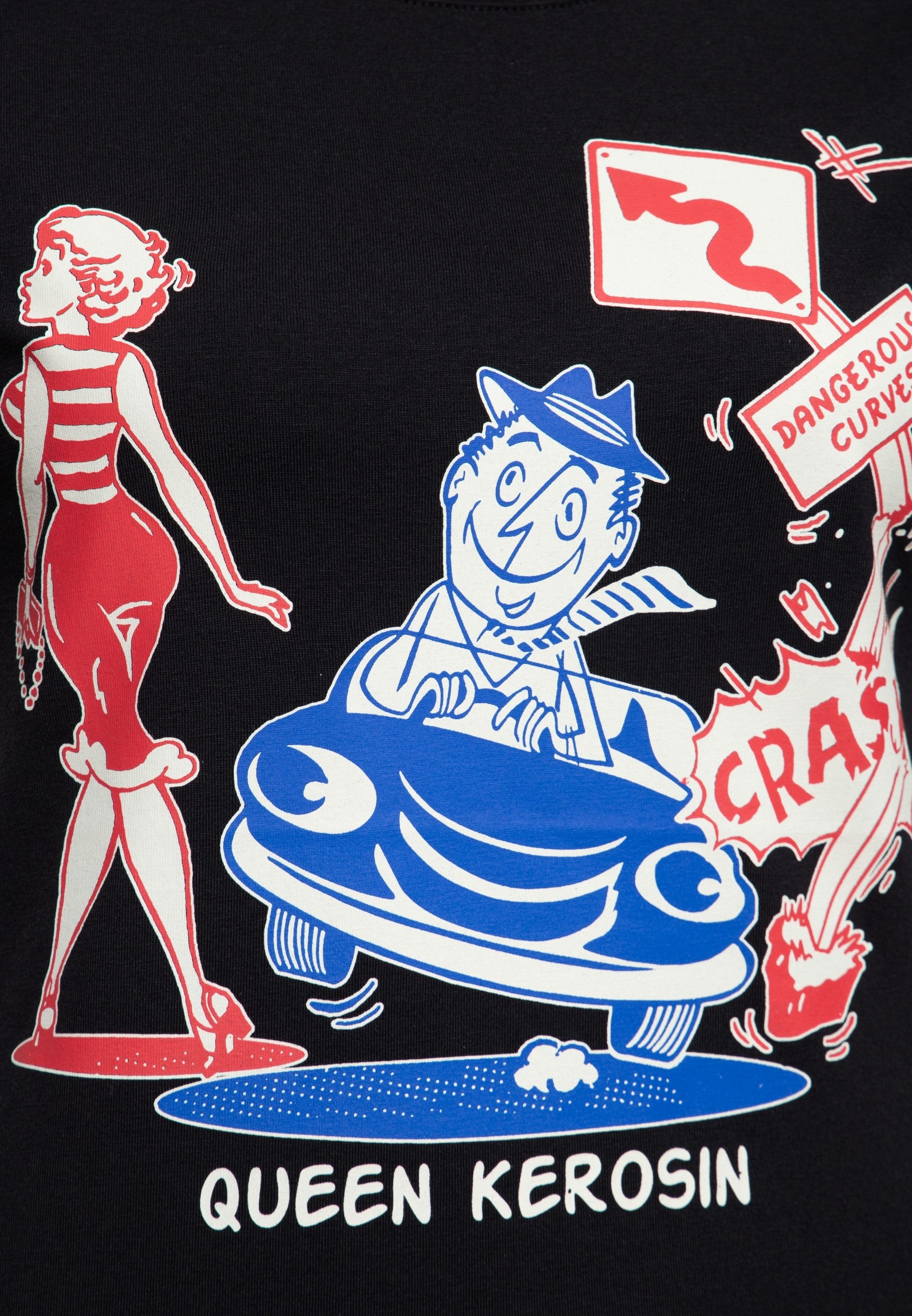 QueenKerosin Print-Shirt Dangerous Curves mit 50s Comic Art Print – Bild 4 von 5