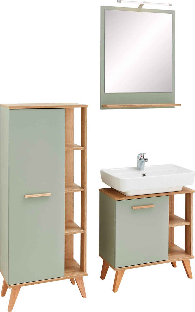 PELIPAL Badmöbel-Set »Quickset 963«, (3-St), Breite 60 cm, Spiegel, Midischrank und Waschbeckenunterschrank
