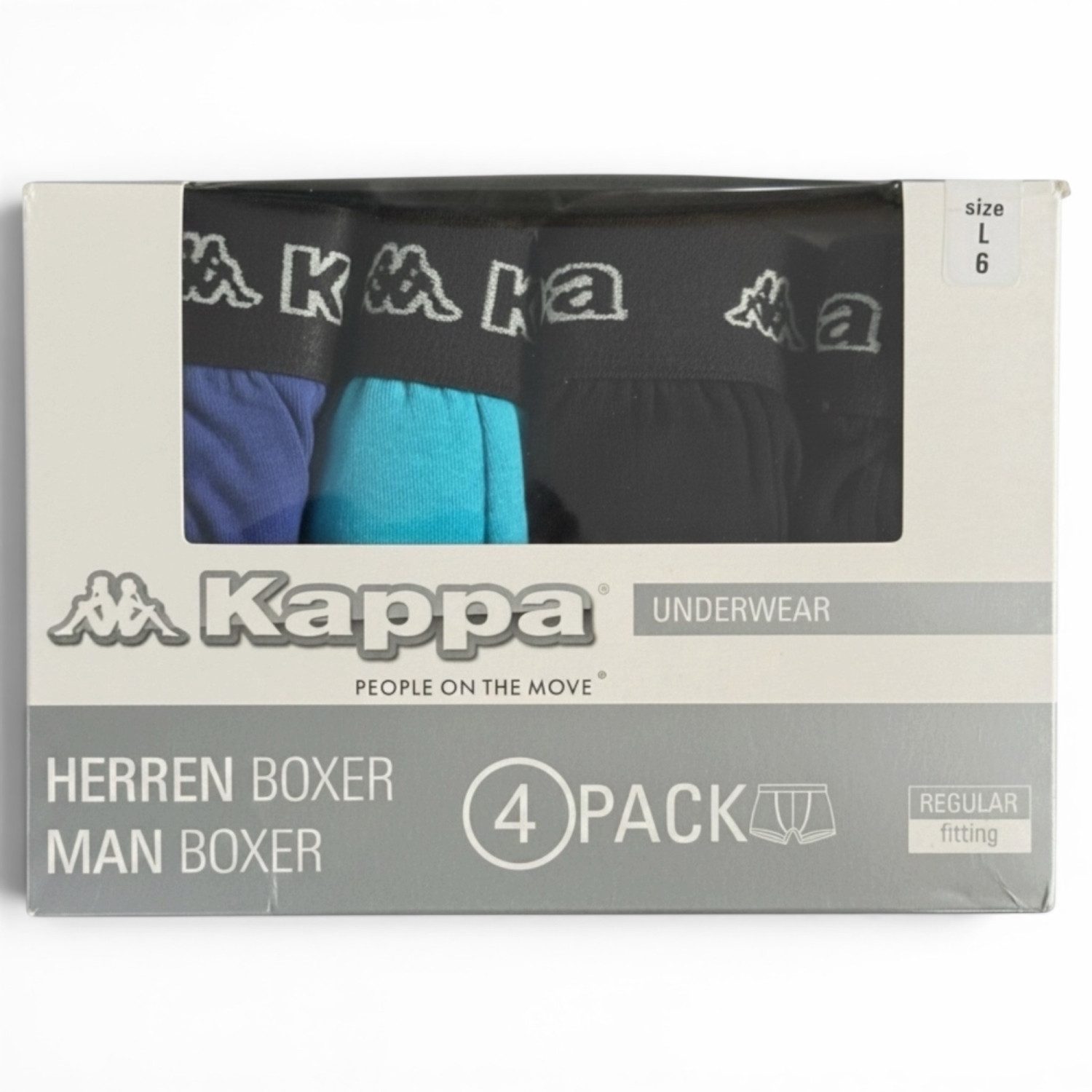 Kappa Boxershorts 4er Pack Boxershort Unterhose (18-3949) Black-Blue-Turquoise Gr. L (4-St., 4er-Pack)