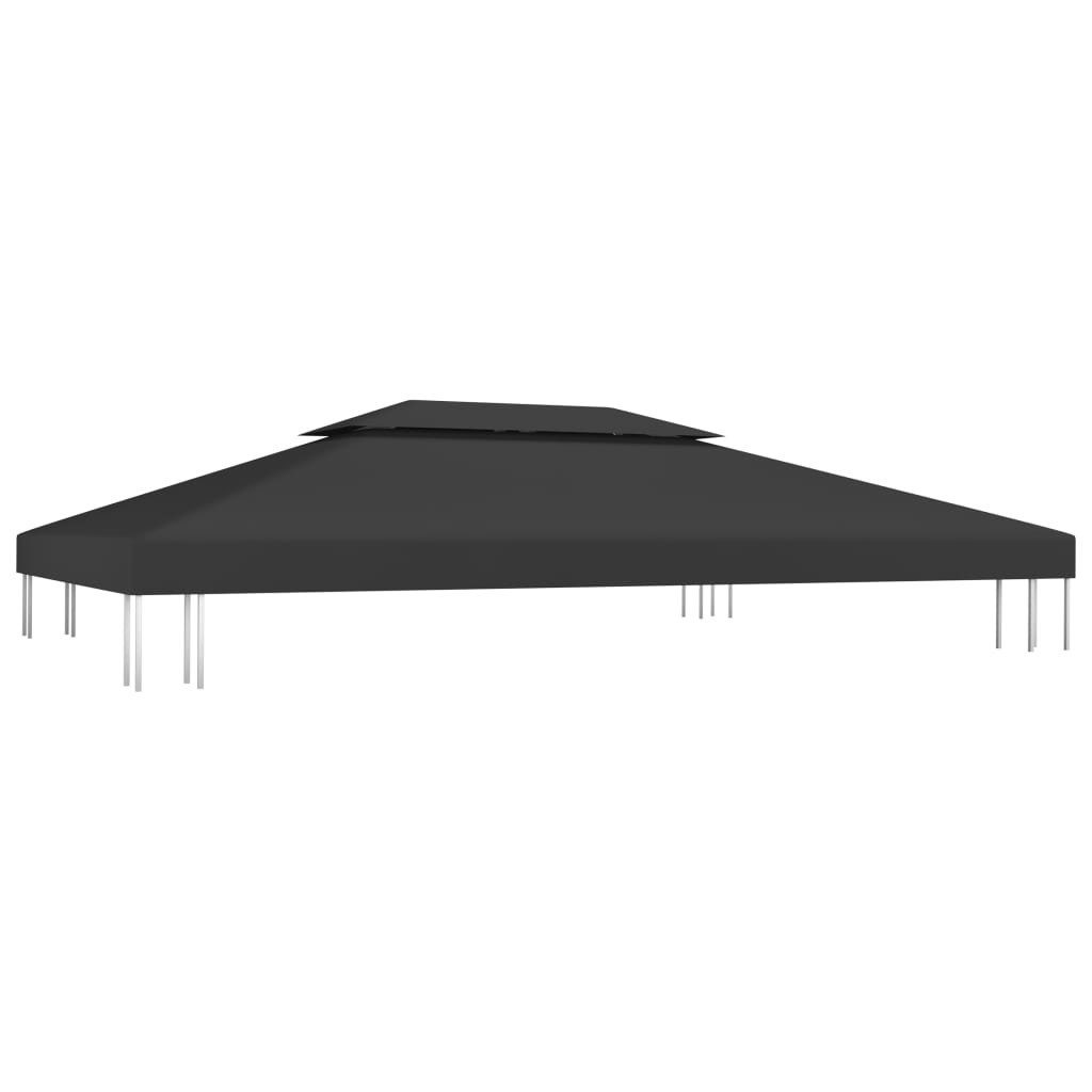 vidaXL Pavillon-Ersatzdach Pavillon-Dachplane mit Kaminabzug 310 g/m² 4x3 m Schwarz, 400 x 300 cm