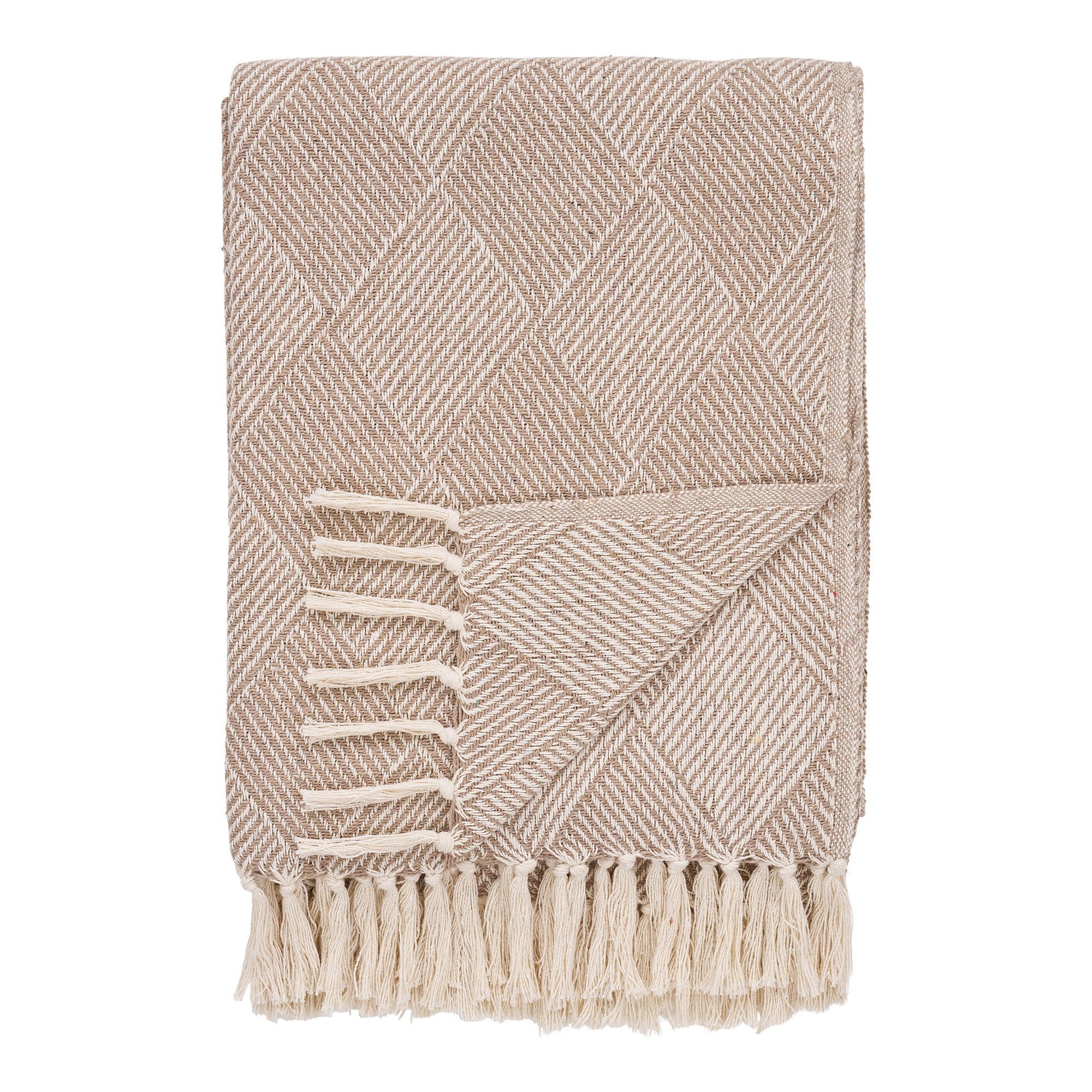 Plaid Plaider Bursa 180x130 cm Taupe, tinkaro, Baumwollmix-Wurfdecke als wärmendes Element für den Wohnbereich