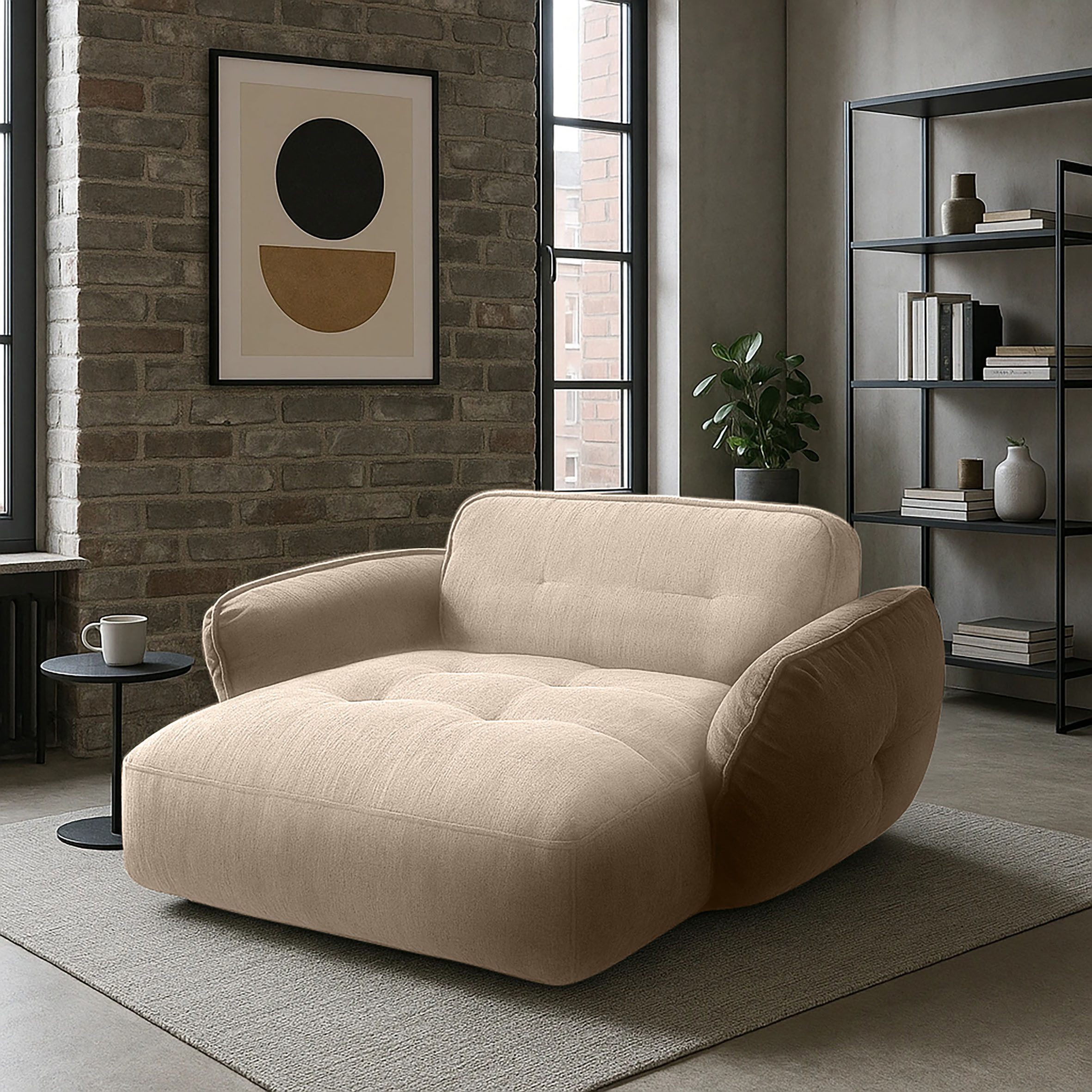 BETYPE Chaiselongue Be Fluffy, moderner Love Seat, XXL Sofa, Lese-Sessel, Big-Sessel für 2, Softes Sitzgefühl, moderne Kedernaht, hochwertiger Bezug
