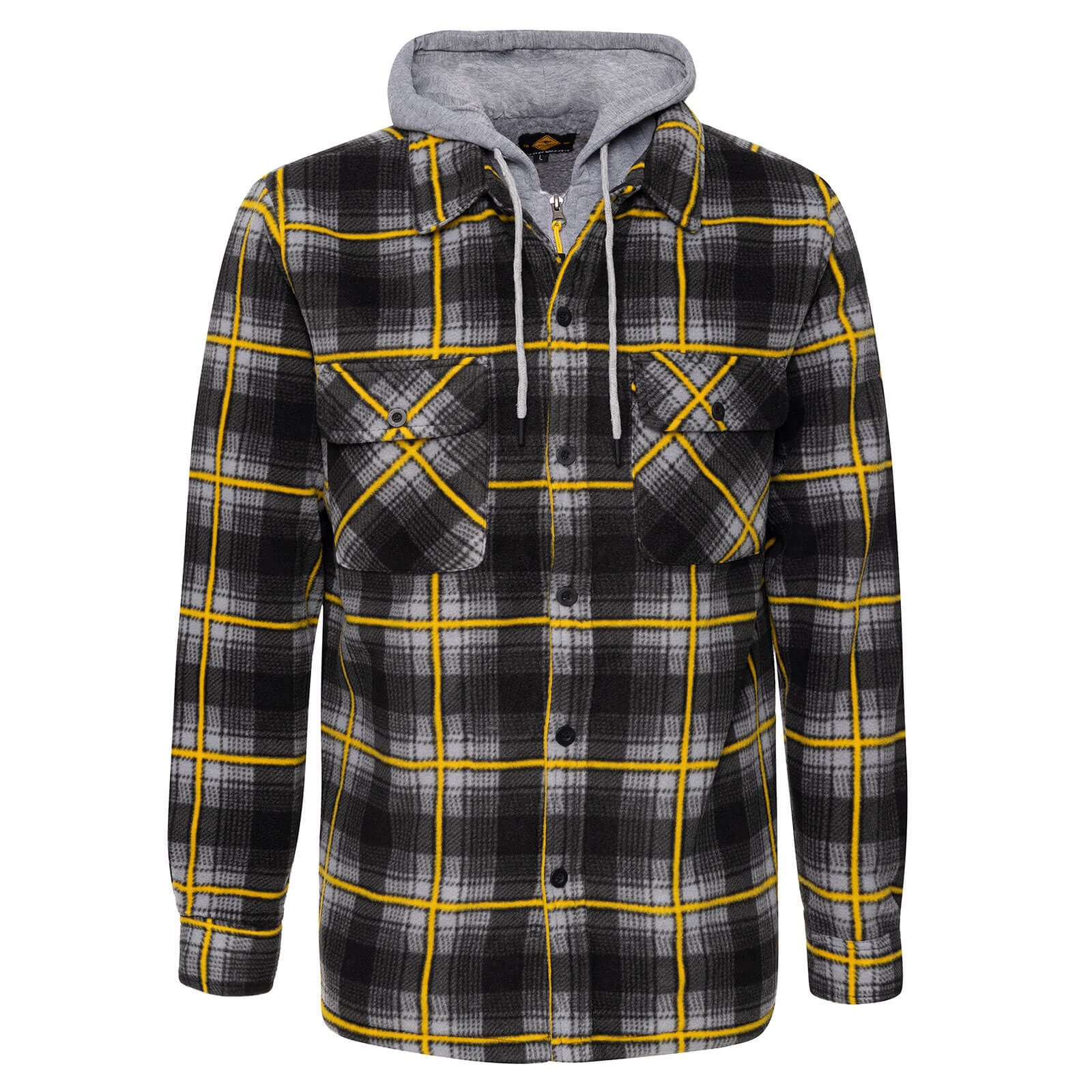 Terrax Workwear Langarmhemd 11127 Herren Thermohemd mit Kapuze und Reißverschluss - Arbeitsjacke kariert