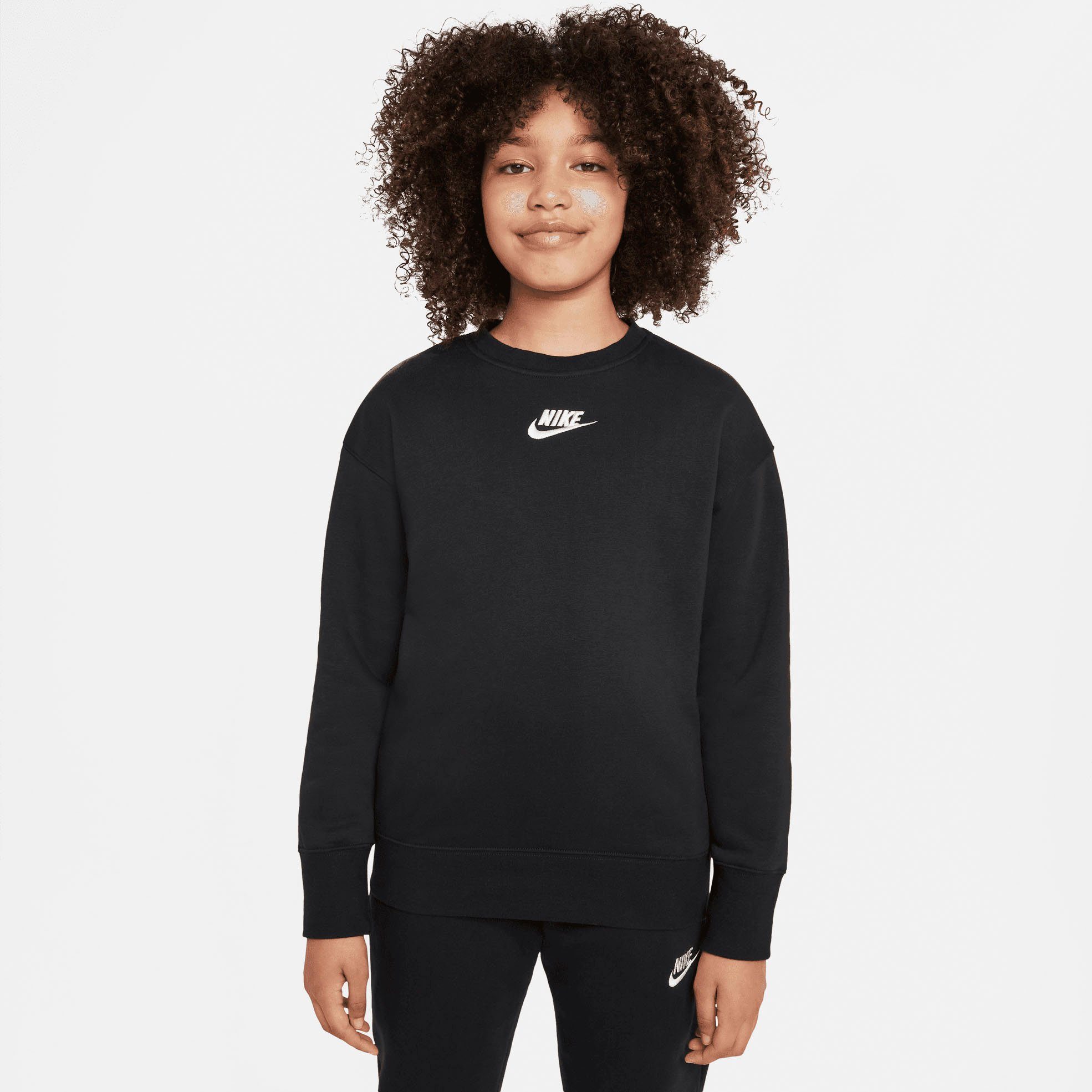 Nike Sportswear Sweatshirt Club Fleece Big Kids' (Girls) Crew Sweatshirt schwarz