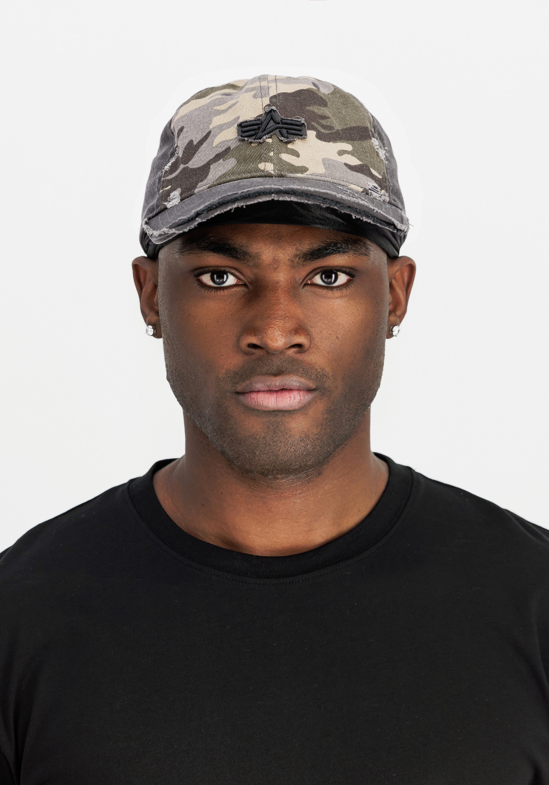 Alpha Industries Trucker Cap Distressed Logo Camo Cap