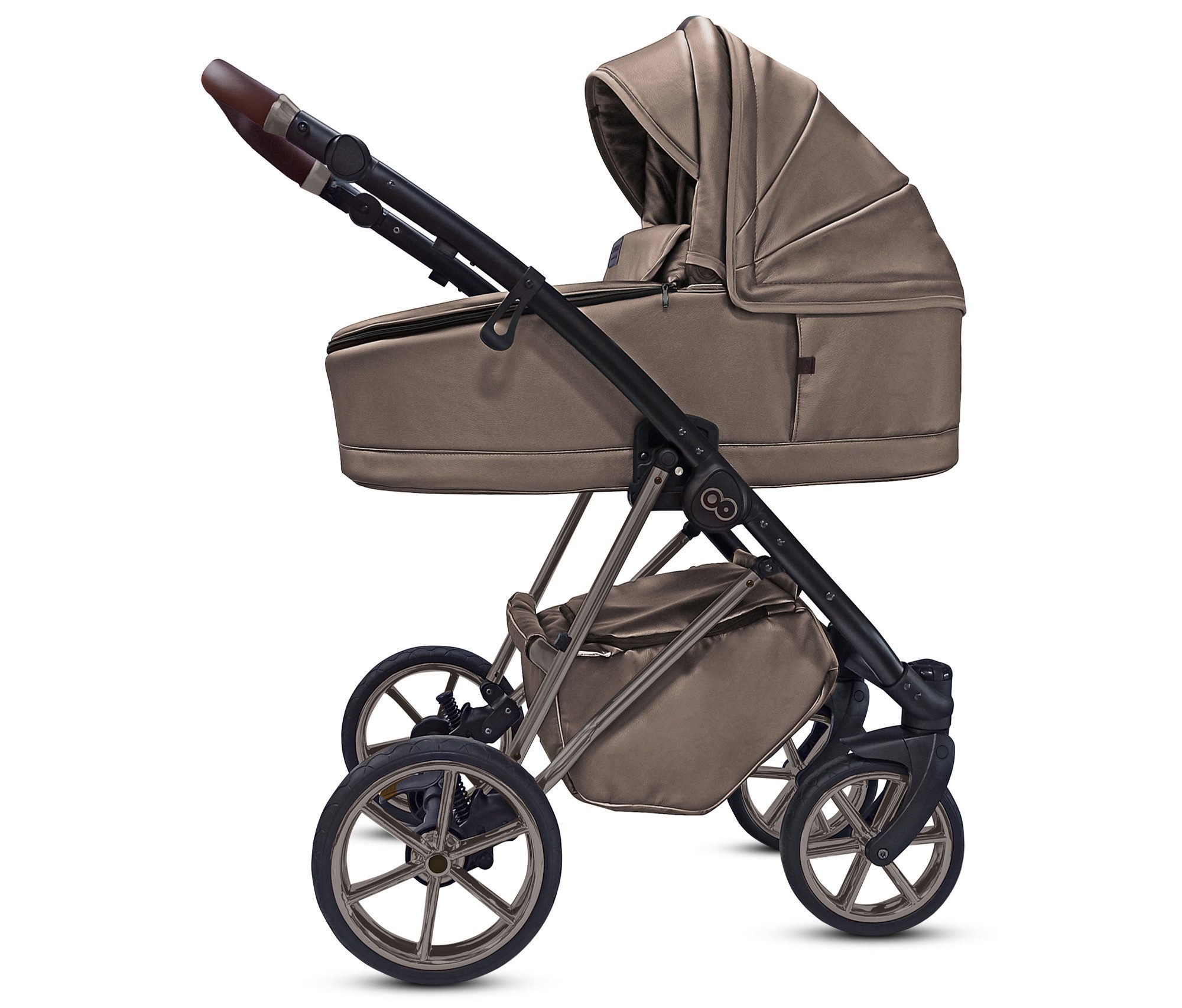 TPFFamily Kombi-Kinderwagen 2in1 Musse Royal, Baby Buggy Babywanne 5-Punkt-Sicherheitsgurt, Zubehör-Set Kinderwagen 2 in 1 Kunstleder Grau, Gestell Grau