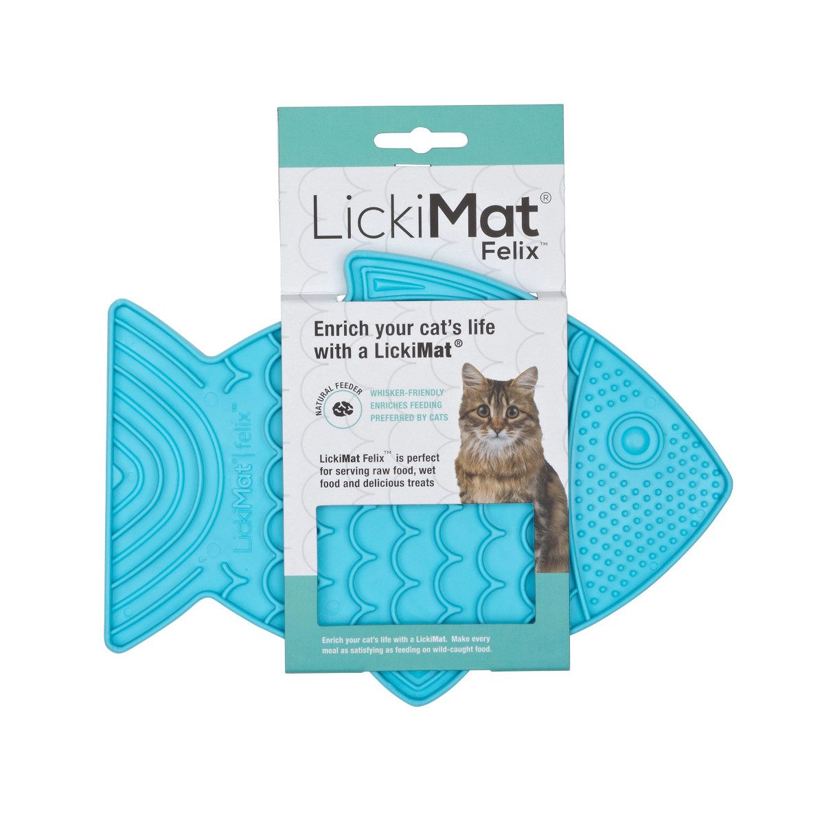 LickiMat Antischlingnapf Felix Schleckmatte aus Naturgummi für Katzen - türkis, mikrowellengeignet