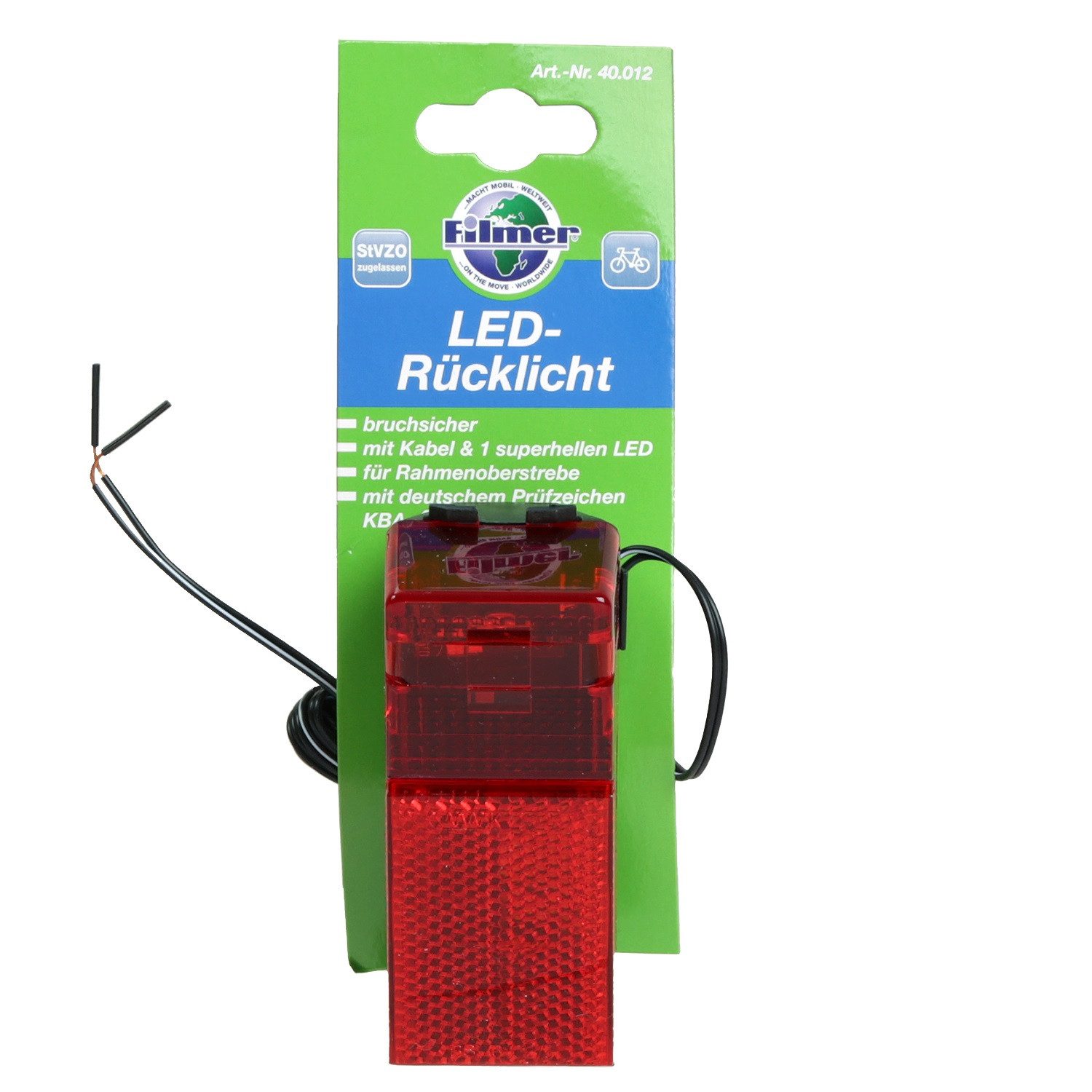 Filmer Fahrrad-Rücklicht Fahrrad LED Rücklicht für Dynamo Licht Hinten, Universal Fahrrad-Lampe StVZO Hinterbaustrebe Beleuchtung Reflektor