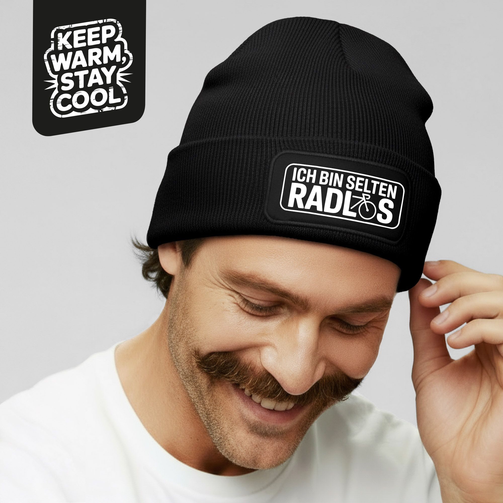 MoonWorks Strickmütze Herren Beanie mit Patch Strickmütze mit Spruch Gesche günstig online kaufen