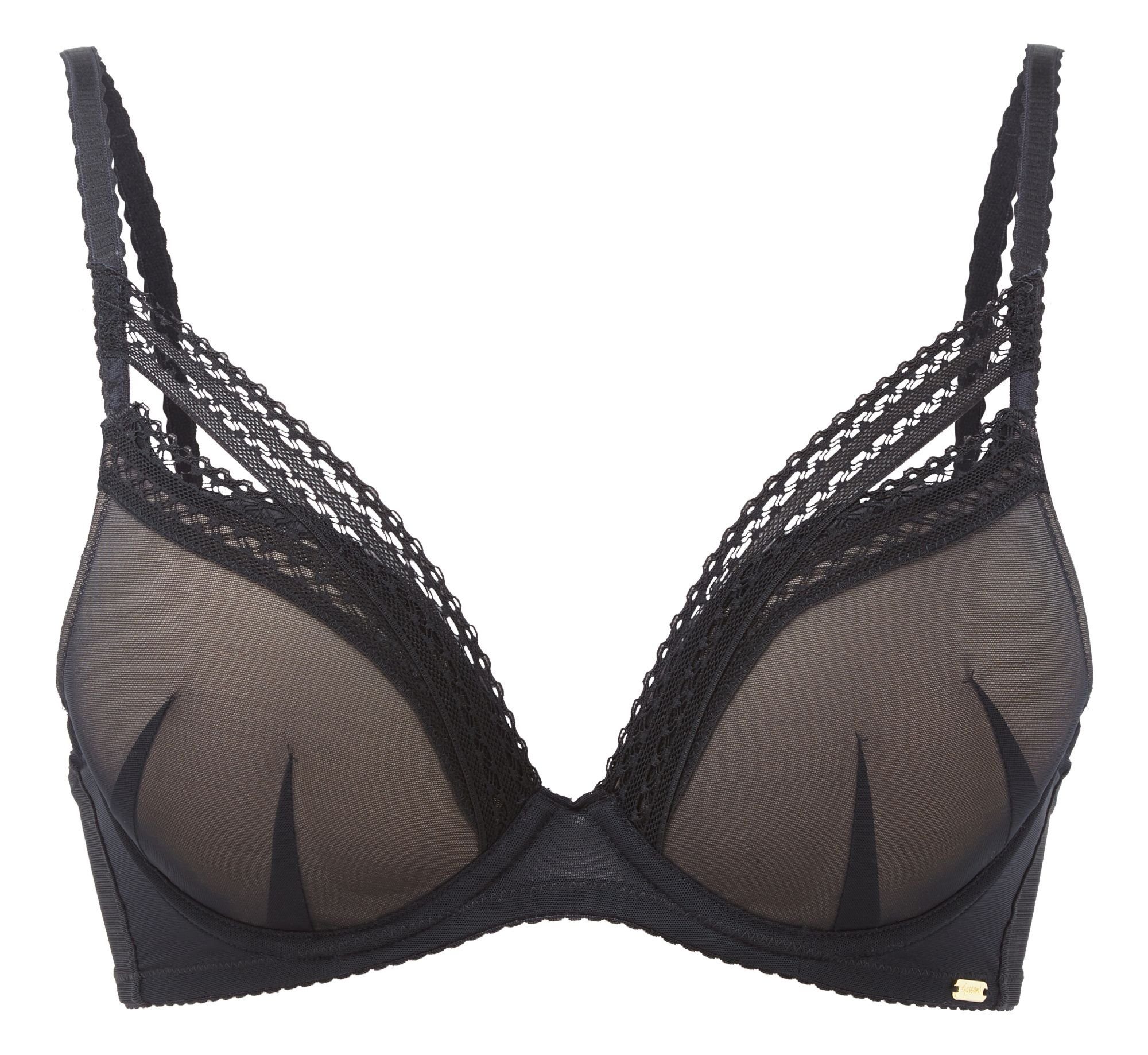 Sheer Black Dekolleté-BH Seduction Gossard Spitze/Netz) Push-Up BH (Push-Up,