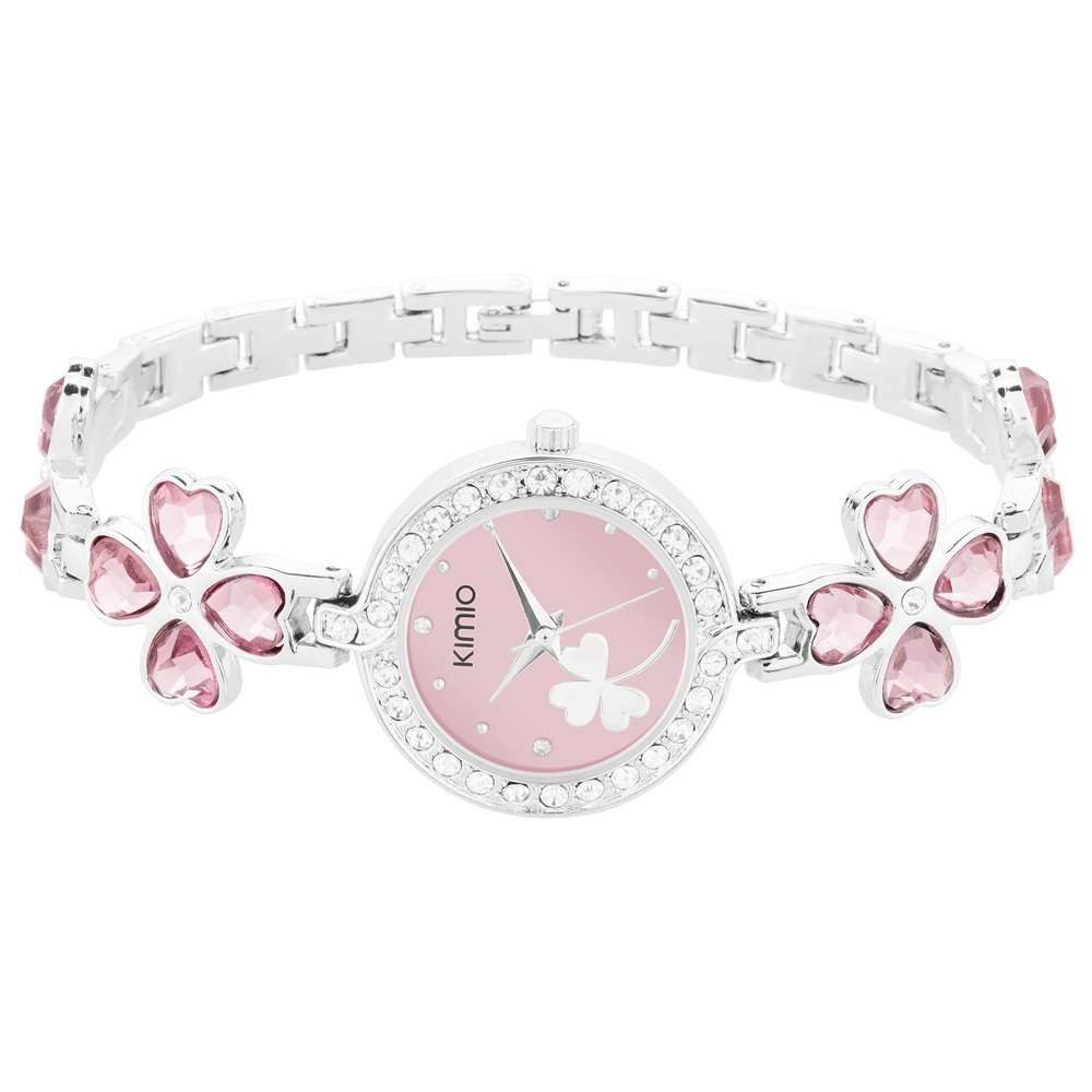 Taffstyle Quarzuhr Damen Armbanduhr mit Kristallen und Glücksbringer Kleebl günstig online kaufen