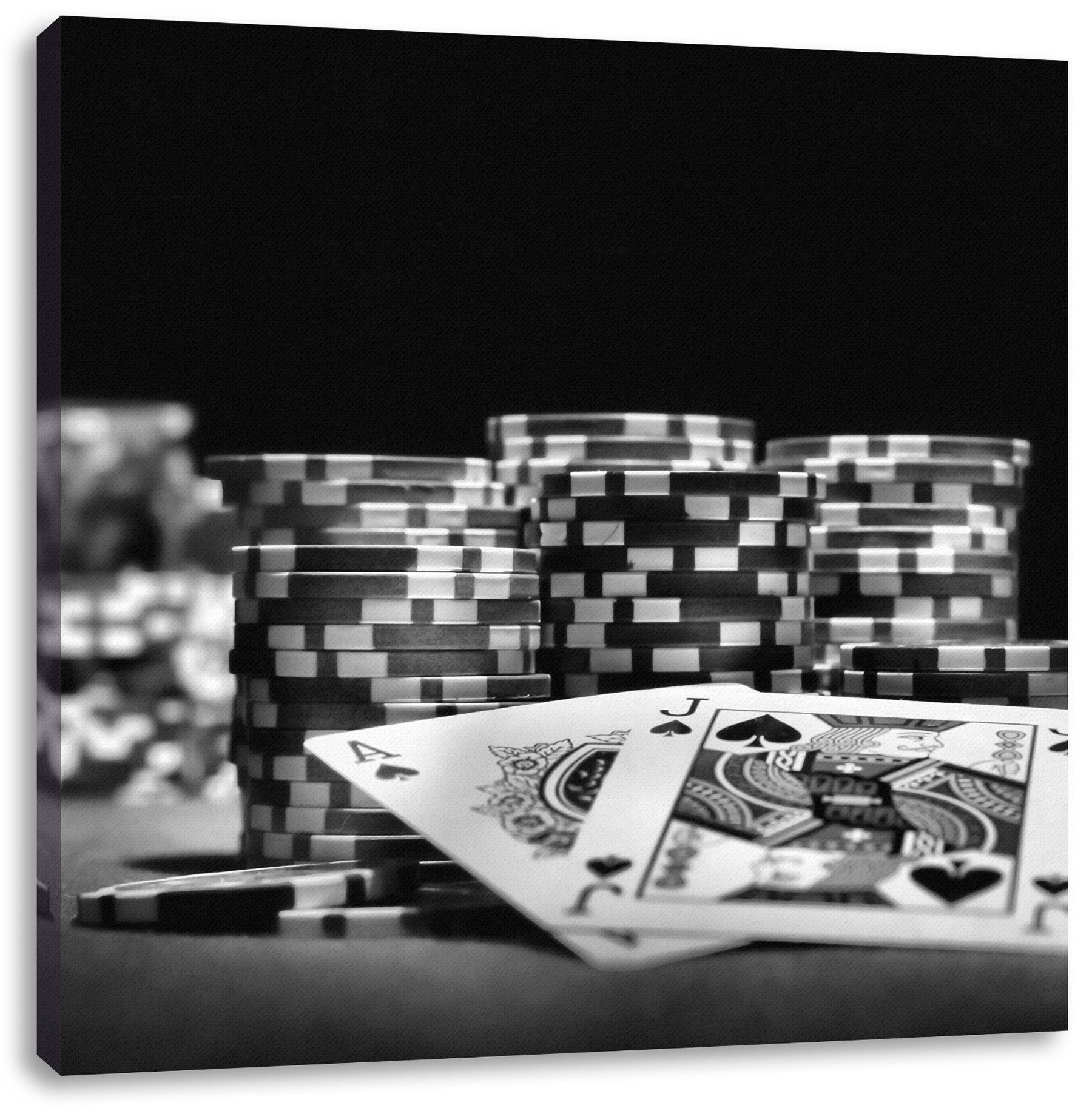 Pixxprint Leinwandbild Pokertisch inkl. Vegas fertig Vegas, Leinwandbild (1 bespannt, Las St), Zackenaufhänger Las Pokertisch
