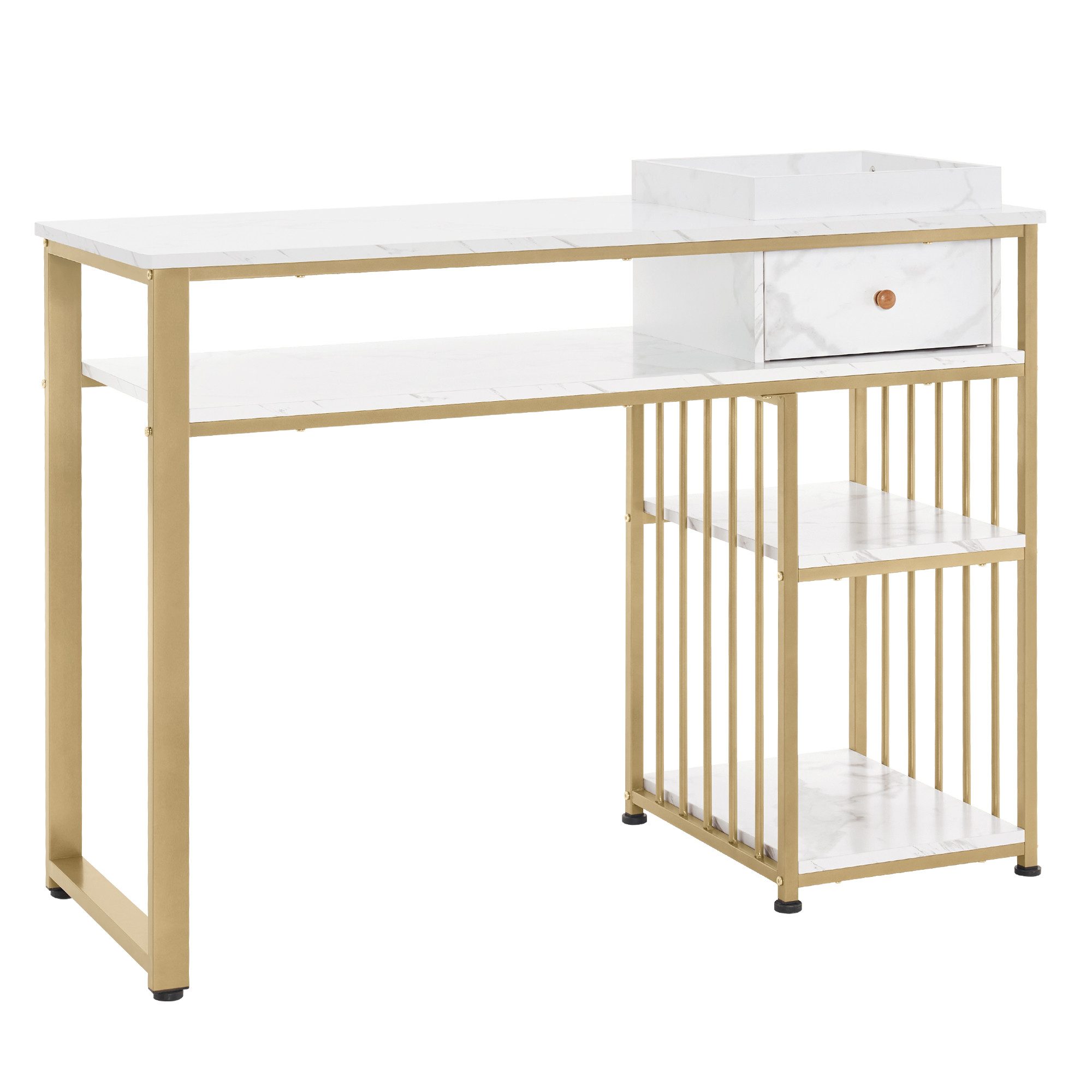 MCombo Schminktisch M MCombo Schreibtisch, Nageltisch mit Regal Marmor-Weiß günstig online kaufen
