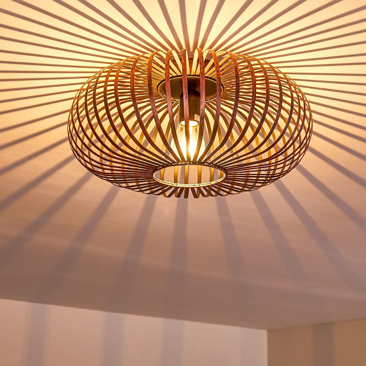 hofstein Deckenleuchte »Aidone« Deckenlampe aus Metall in Kupfer, ohne Leuchtmittel, E27, Spot m. Gitter u. Lichteffekt an der Decke