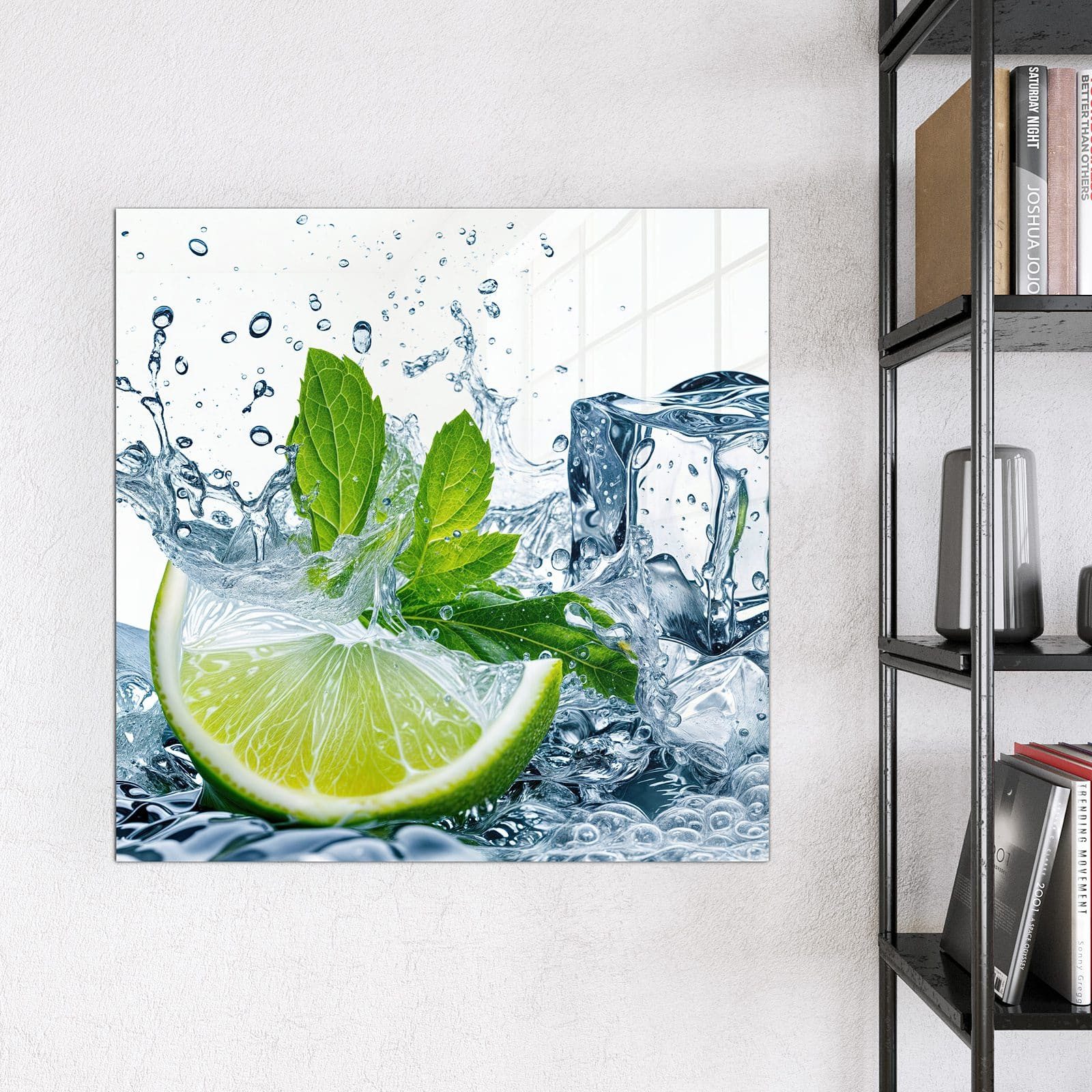 Primedeco Magnettafel Glas Limettenspritzer Pinnwand Whiteboard beschreibbar, (Inklusive Stift, Magnete und Montagematerial, 1-tlg., 9 verschiedene Größen), Magnetisch und Beschreibbar