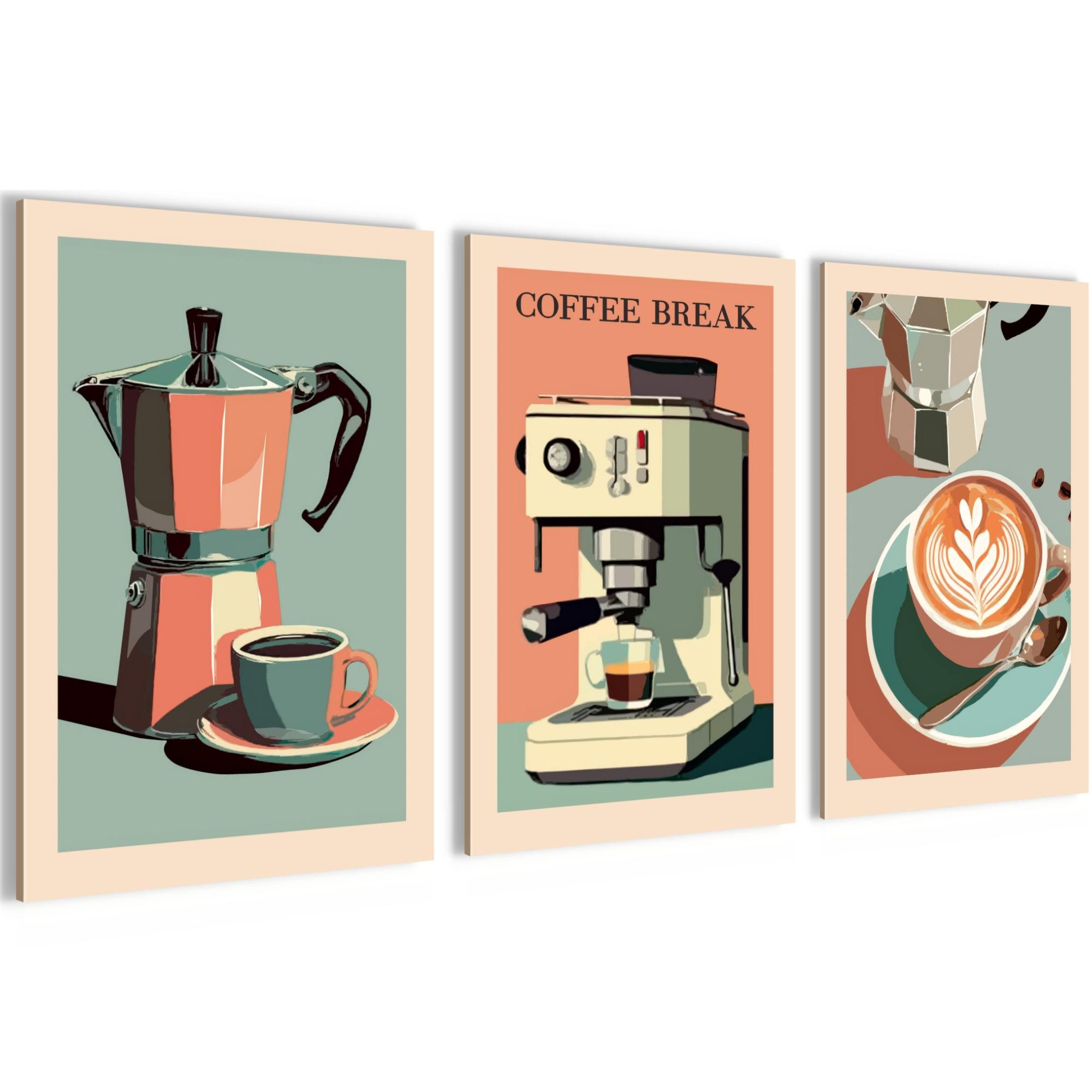 Novart Wandbild Küchenbilder Kaffee Retro Bilder Küche Esszimmer Cafe Bar D günstig online kaufen