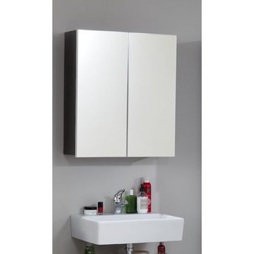 trendteam Badezimmerspiegelschrank Line/Skin Spiegelschrank Badspiegel Spiegel in Rauchsilber 60 x 67 x 18 cm