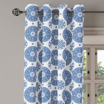 Gardine Dekorative 2-Panel-Fenstervorhänge für Schlafzimmer Wohnzimmer, Abakuhaus, Paisley Vintage Französisch Blau