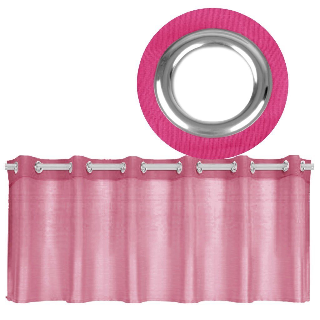 Vorhang, Bestgoodies, Ösen (1 St), transparent, Voile, Bistrogardine mit Ösen, Transparente Küchengardine, in vielen Farben und Größen Pink