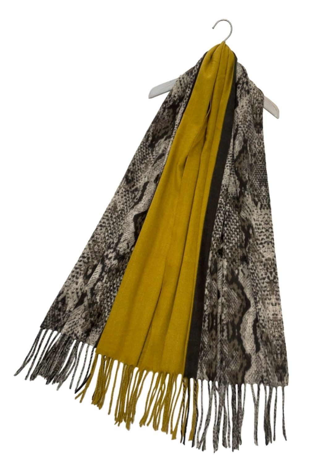 Fashion Scarf World Modeschal Hochwertiger Schal mit modernem Schlangenleder-Streifenmuster, Tragekomfort durch weiche Wollmischung