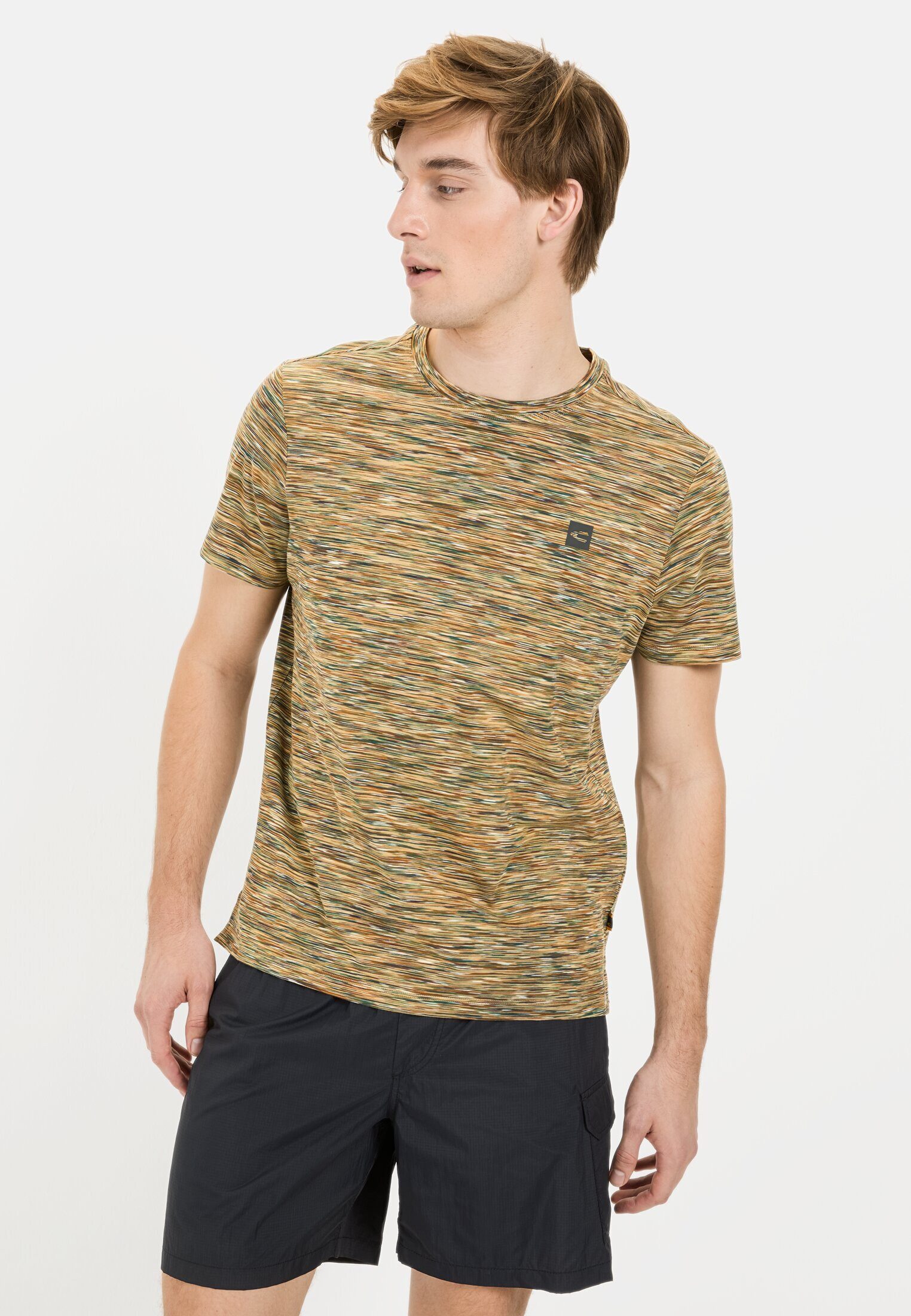 camel active T-Shirt mit geripptem Kragen Kurzarm Rundhals günstig online kaufen