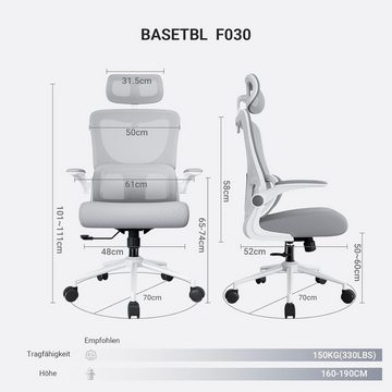 BASETBL Bürostuhl, Bürostuhl mit Lordosenstütze und, Schreibtischstuhl ergonomisch