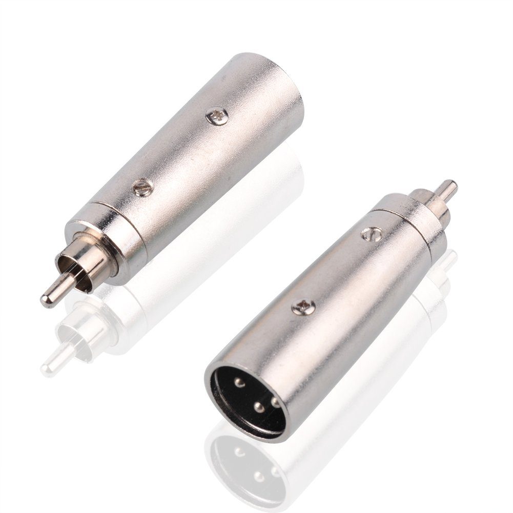 euroharry Vernickelt-Plated XLR auf RCA Adapter, XLR Stecker auf RCA Stecker Adapter