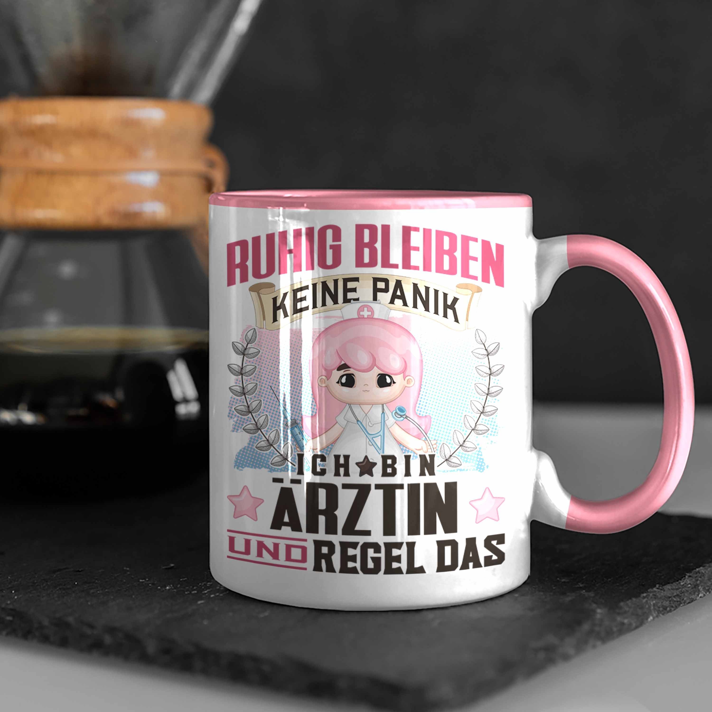 Trendation Ruhig Tasse Ärztin Bleibe Lustiger Trendation Rosa Frauen - Tasse Spruch Geschenk