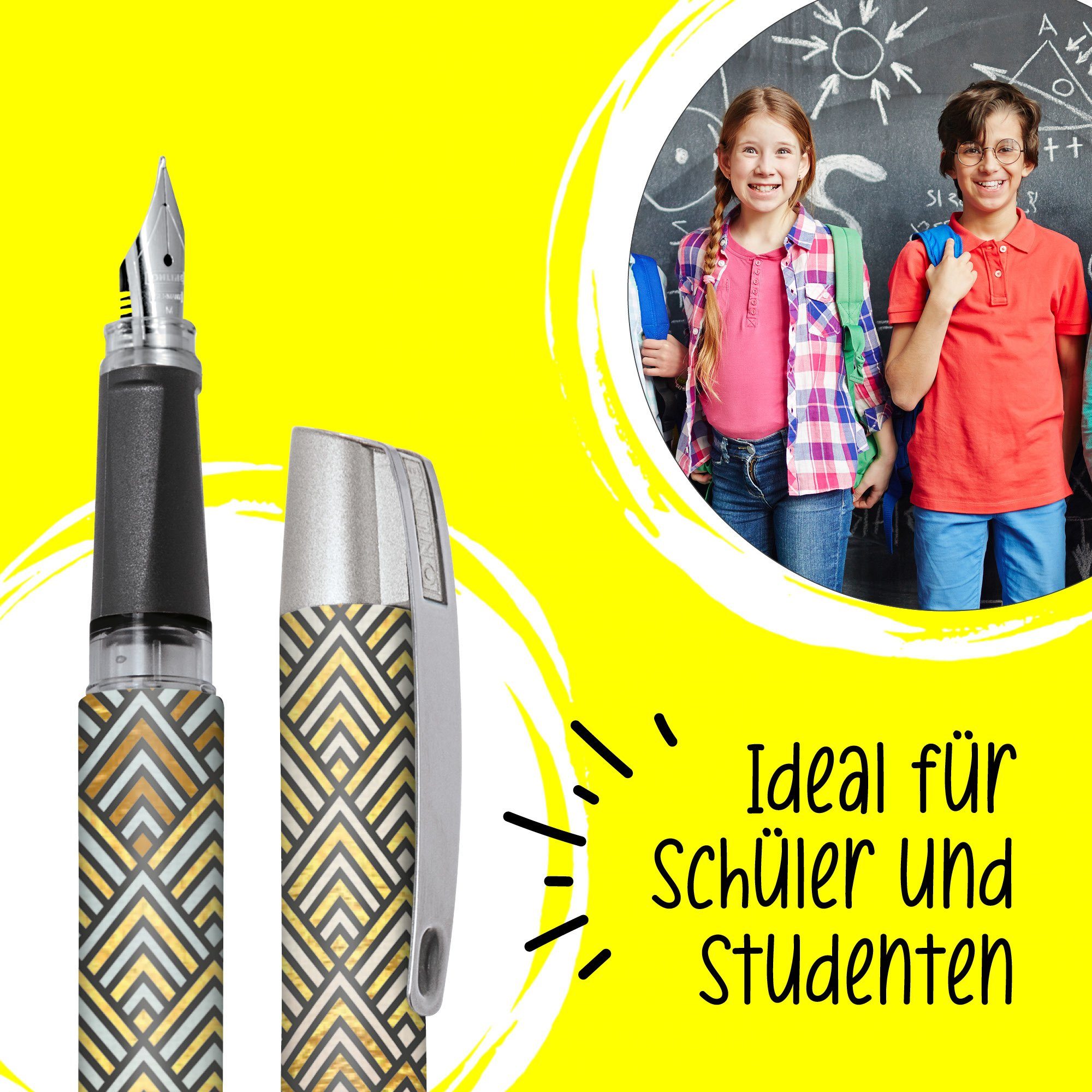 für Schule, Online Campus Deutschland Squares hergestellt Füller die ergonomisch, Füllhalter, Golden in Pen ideal