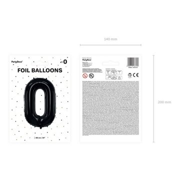 partydeco Luftballon, Folienballon 86cm Zahl 0 Schwarz