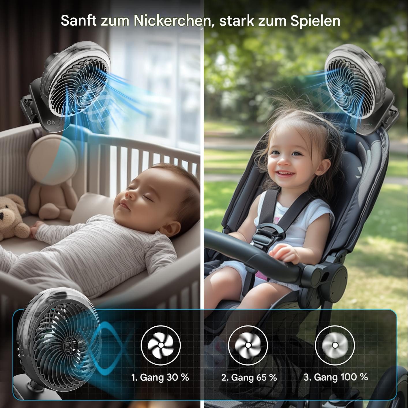 LEENON Tischventilator Tragbarer Ventilator,Timerfunktion,3 Geschwindigkeit günstig online kaufen