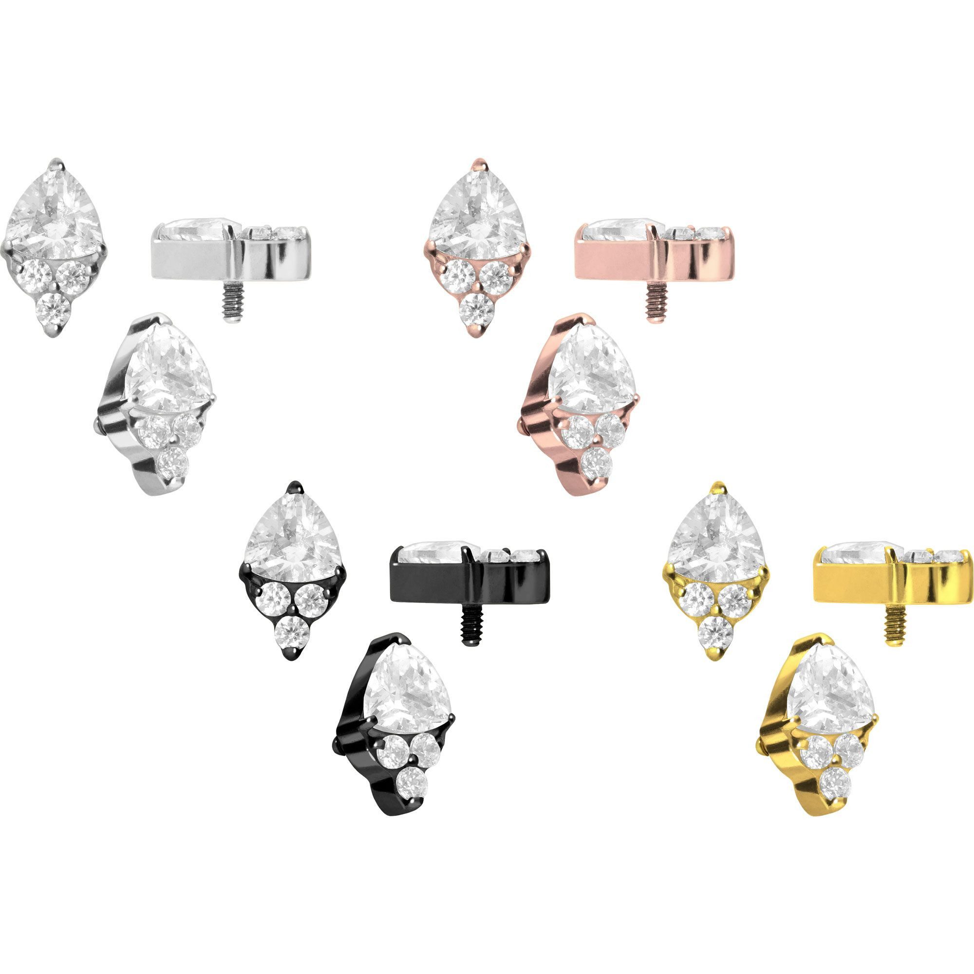 PIERCINGLINE Piercing-Set Titan Schraubaufsatz mit Außengewinde EINGEFASSTE KRISTALLE (Schraub-Aufsätze, 1-tlg)