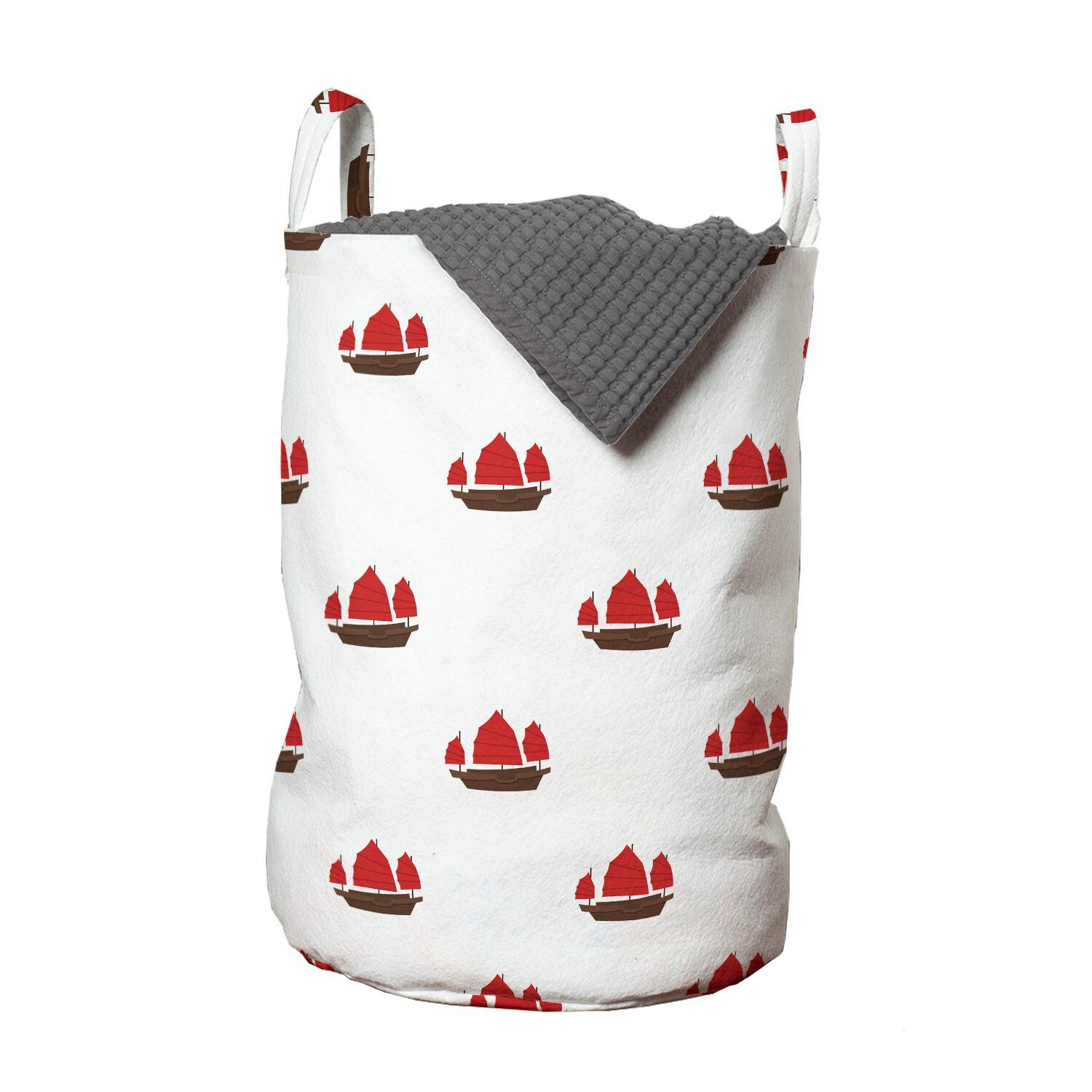 Abakuhaus Wäschesäckchen Wäschekorb mit Griffen Kordelzugverschluss für Waschsalons, Segelboot Chinese Segeldschunke