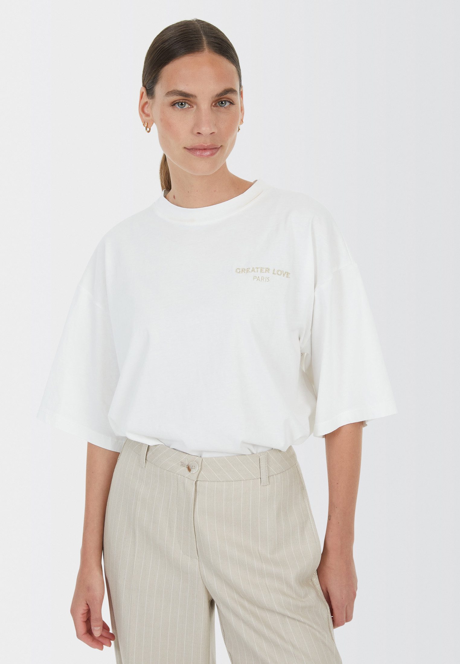 MARC AUREL T-Shirt mit Greater Love Schriftzug